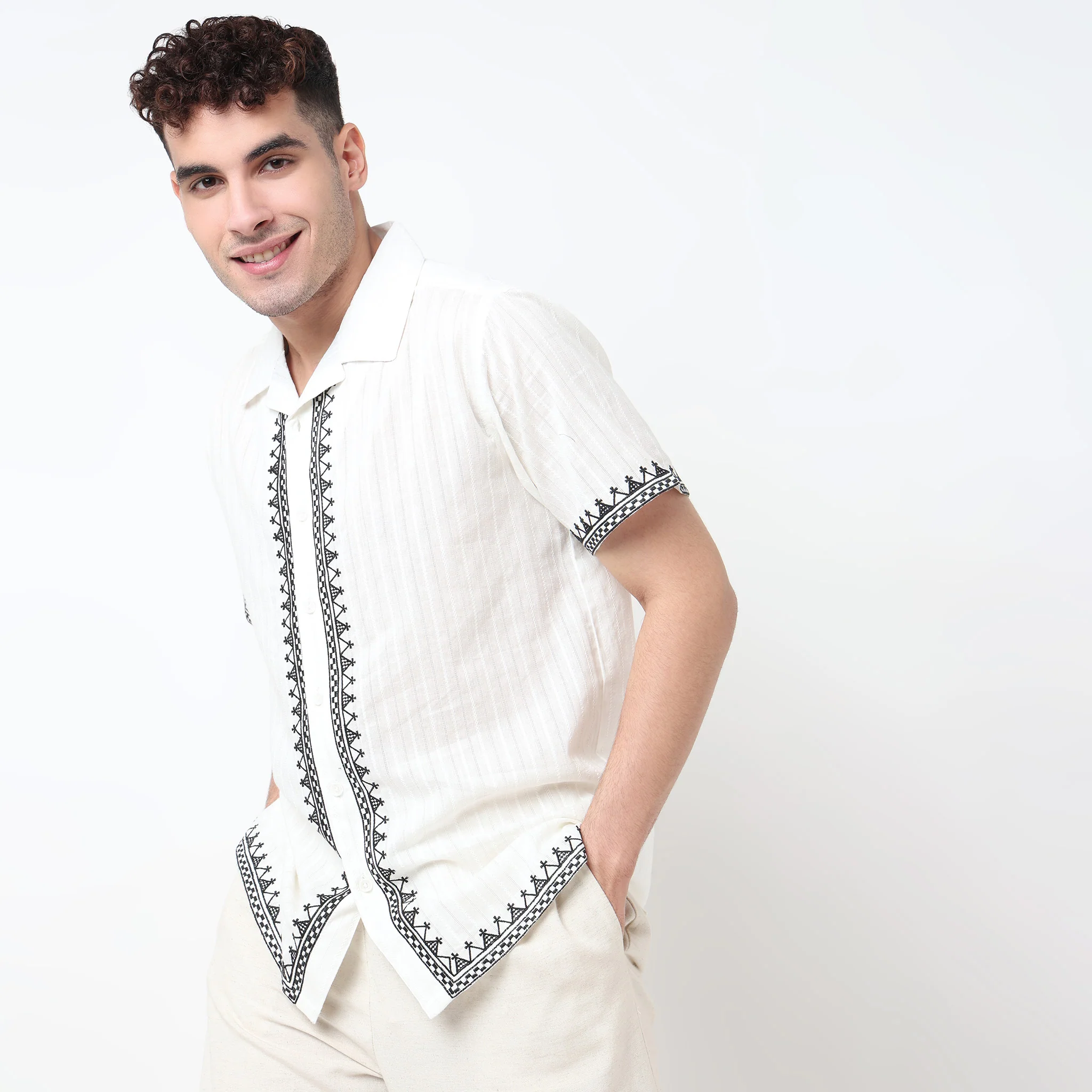 Embroidered Cuban Dobby Shirt