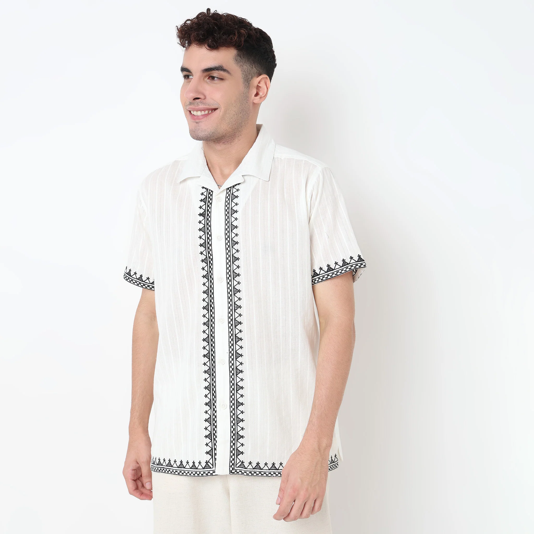 Embroidered Cuban Dobby Shirt - Image 2