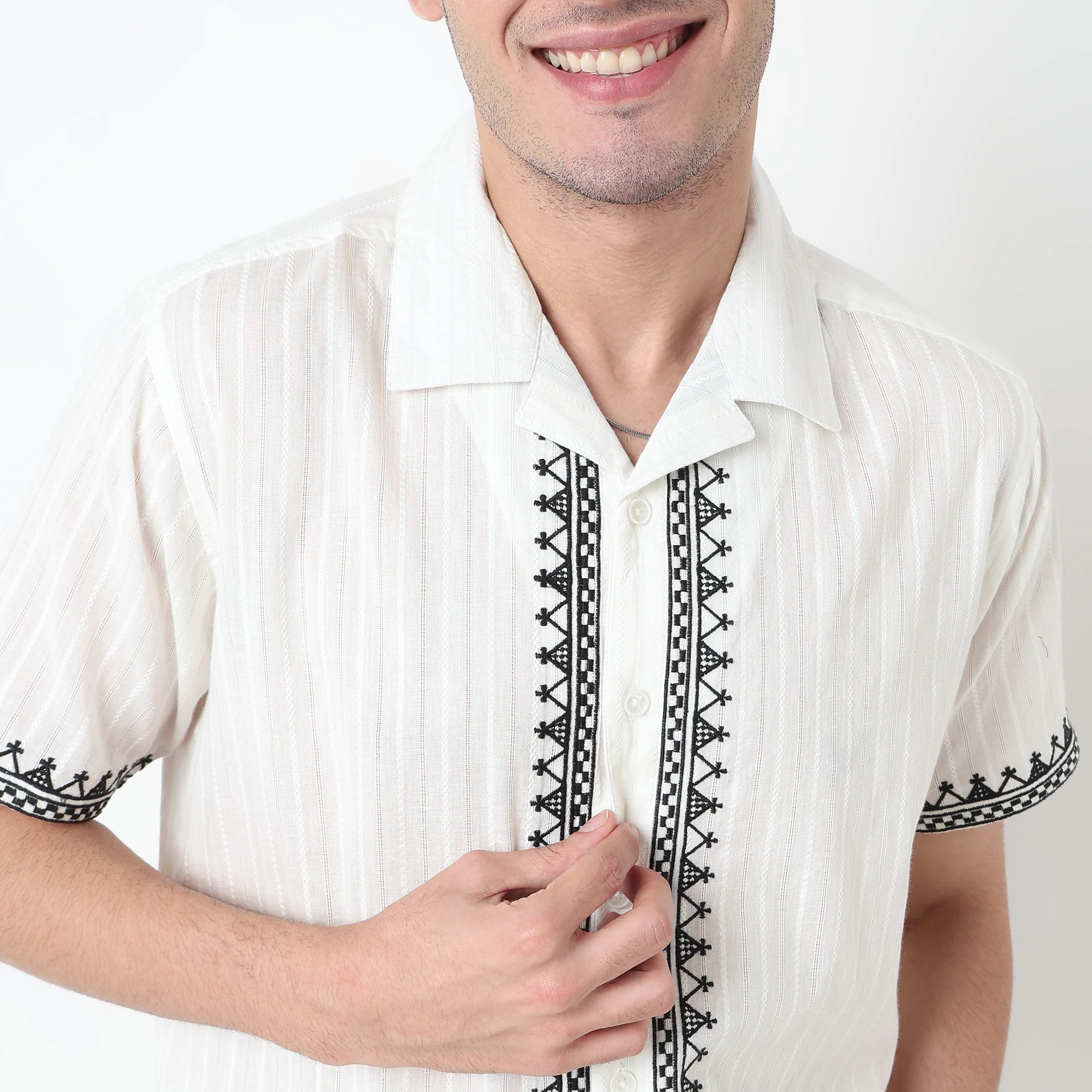 Embroidered Cuban Dobby Shirt - Image 4