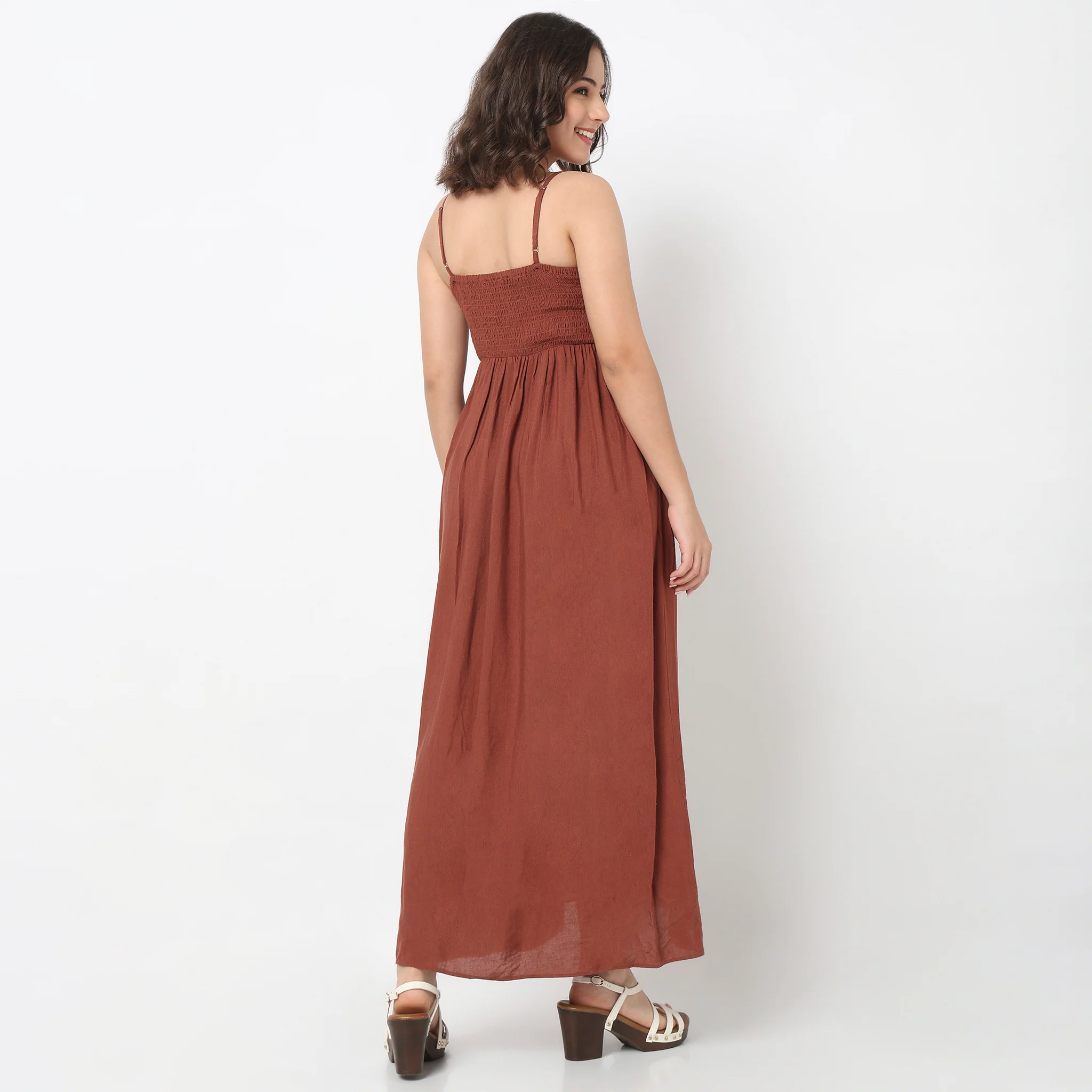 Embroidered Flared Strappy Dress - Image 3
