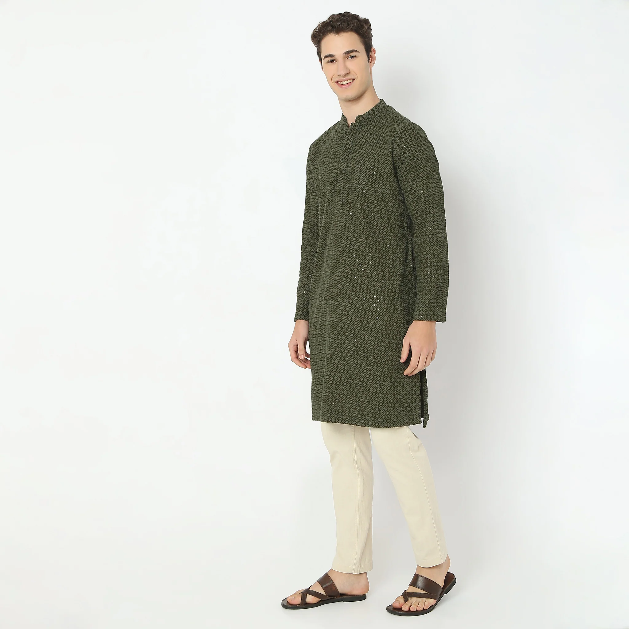 Embroidered Knee Length Straight Kurta - Image 5