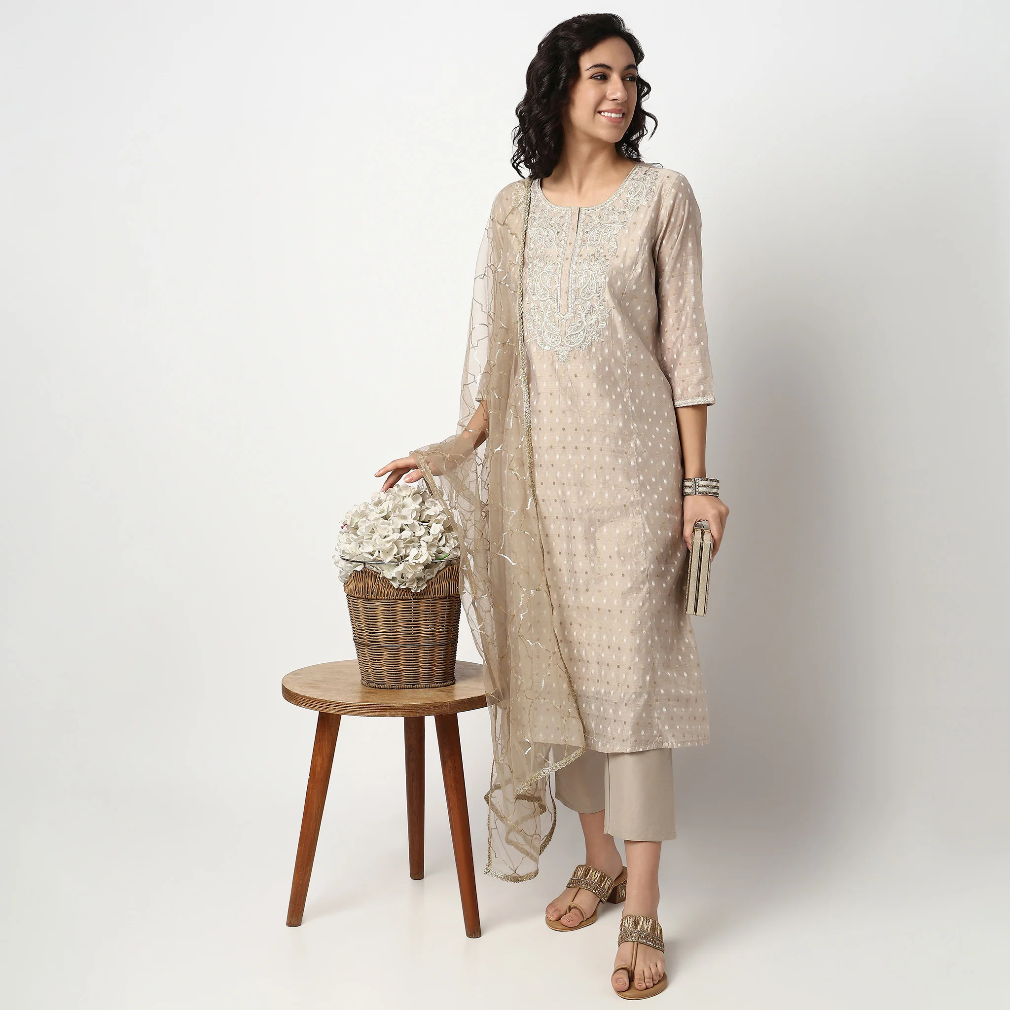 Embroidered Kurta Set with Dupatta