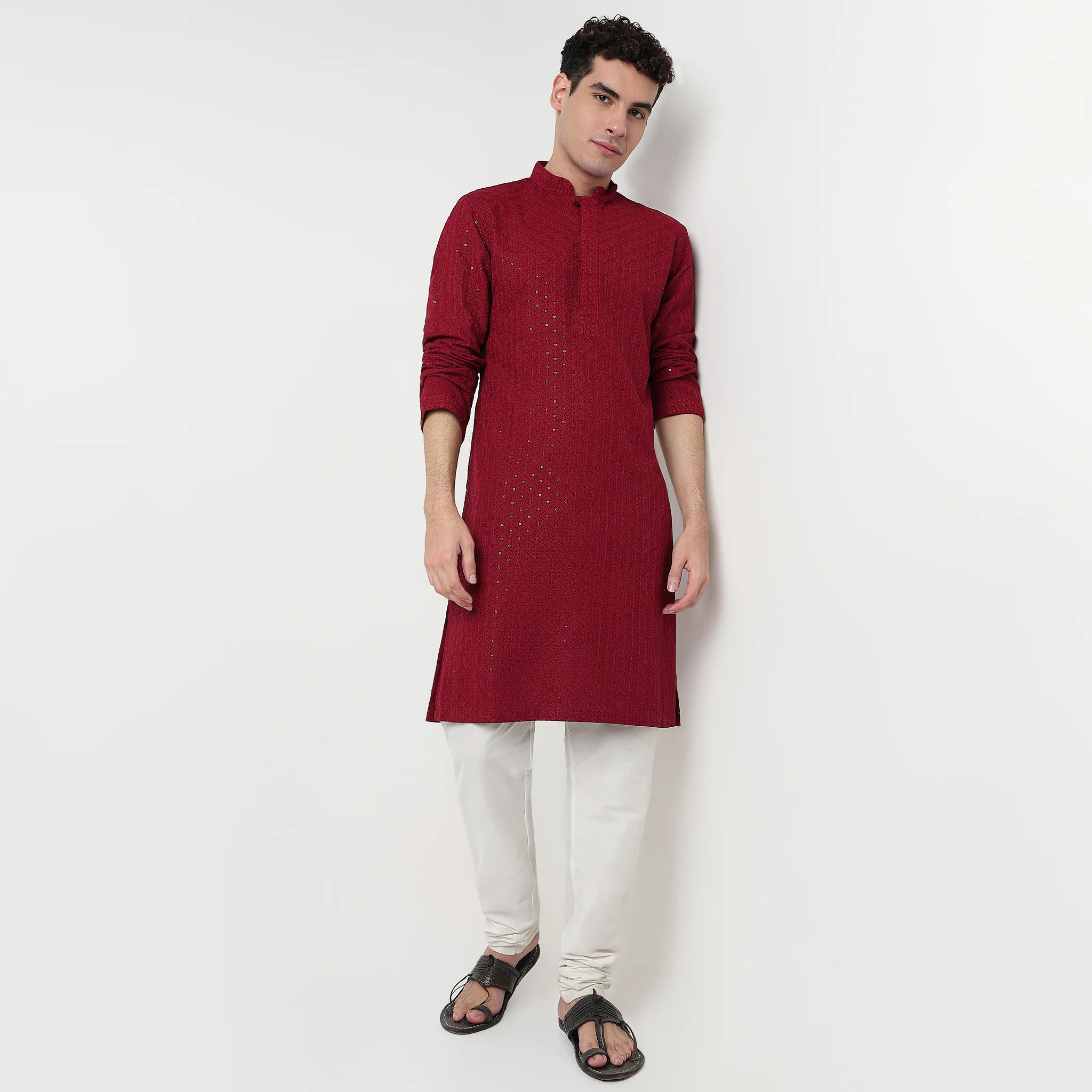 Embroidered Schiffli Long Kurta