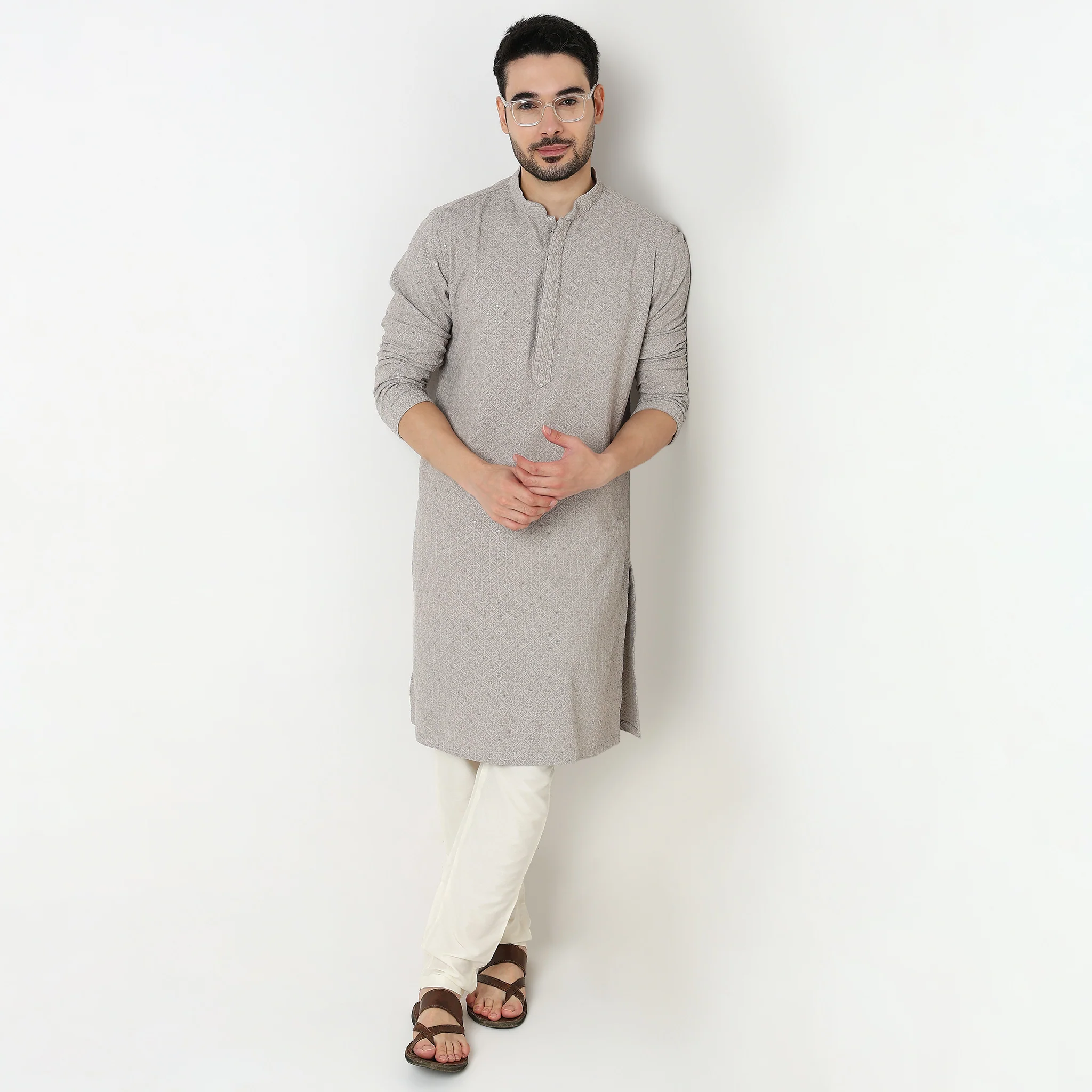 Embroidered Schiffli Long Kurta - Image 16
