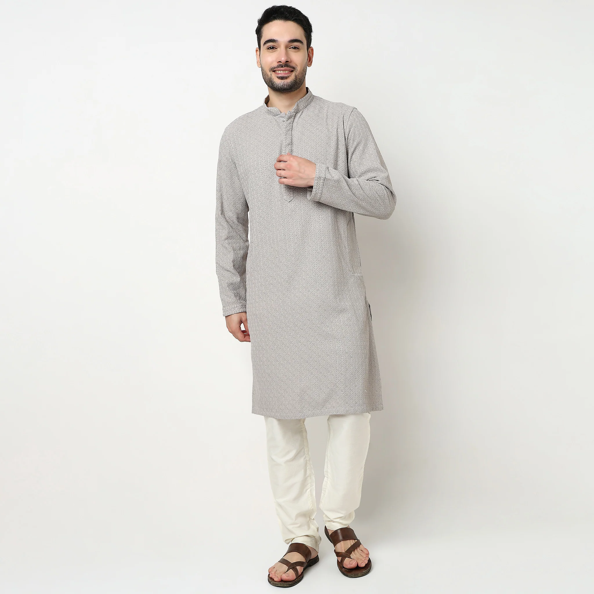 Embroidered Schiffli Long Kurta - Image 17