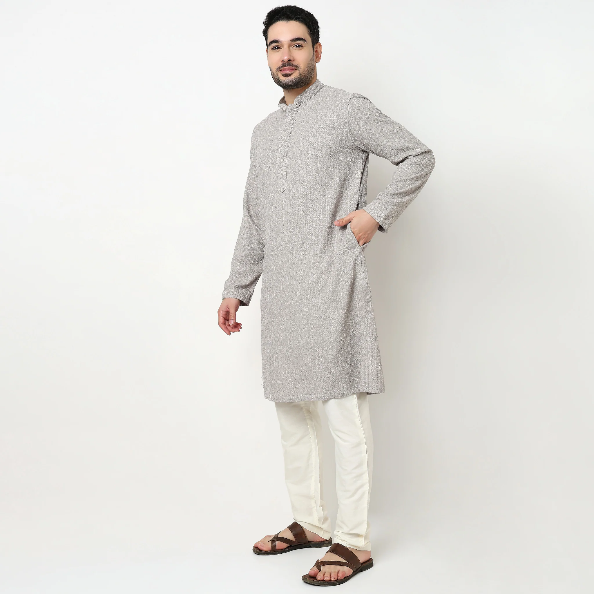 Embroidered Schiffli Long Kurta - Image 20