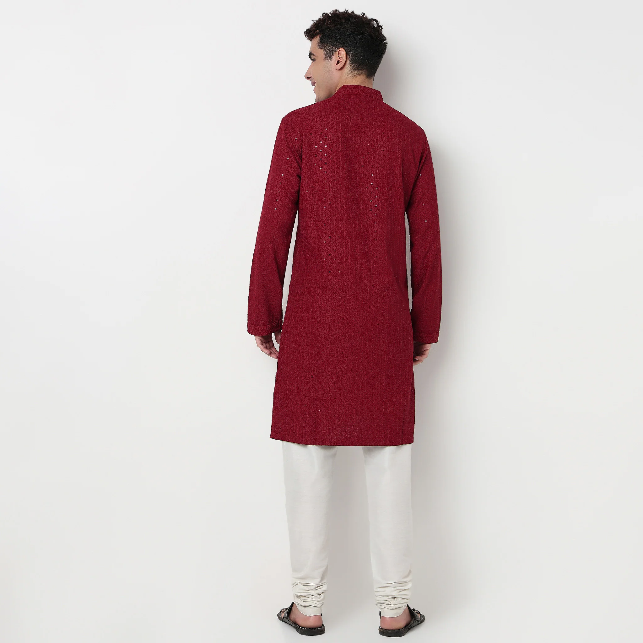 Embroidered Schiffli Long Kurta - Image 3