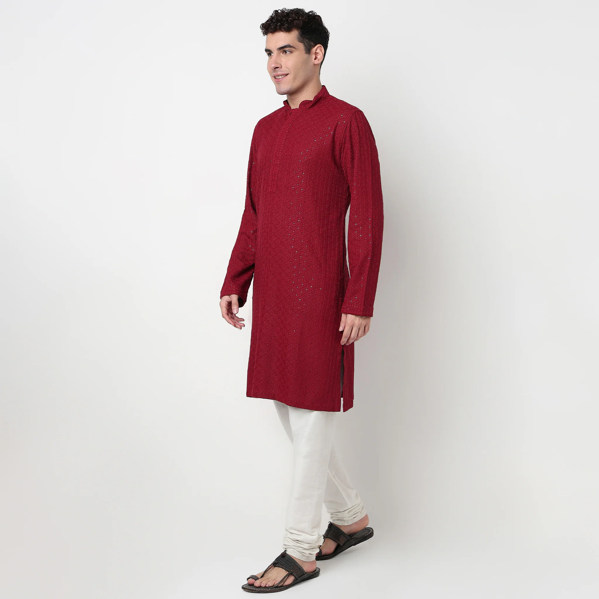 Embroidered Schiffli Long Kurta - Image 5