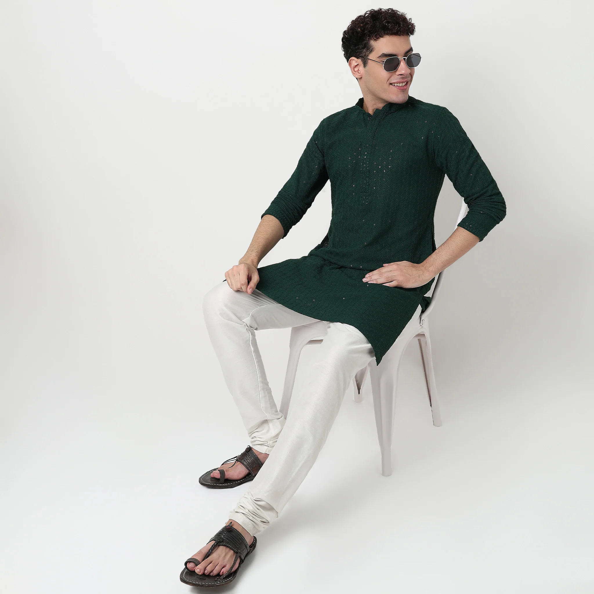 Embroidered Schiffli Long Kurta - Image 6