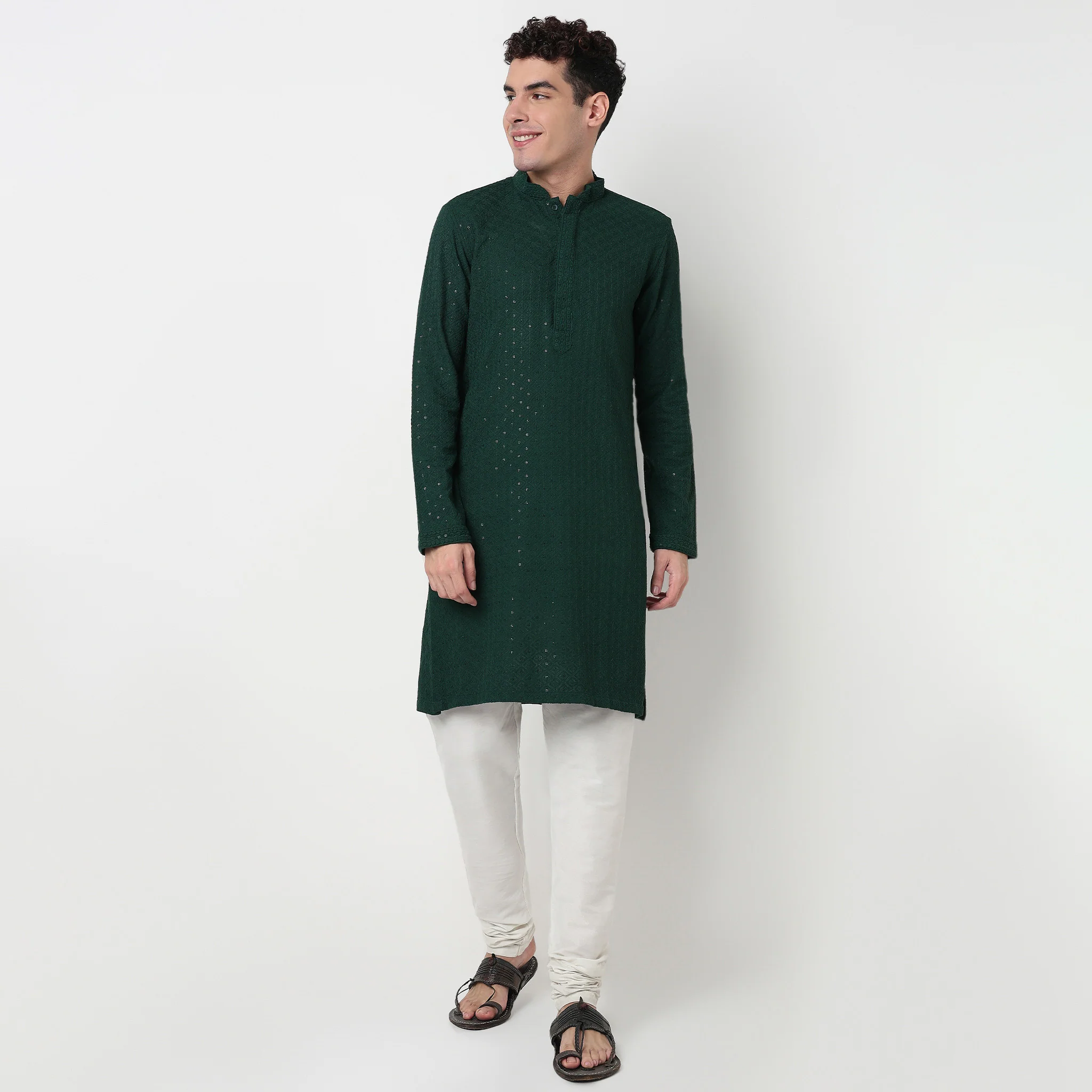 Embroidered Schiffli Long Kurta - Image 7