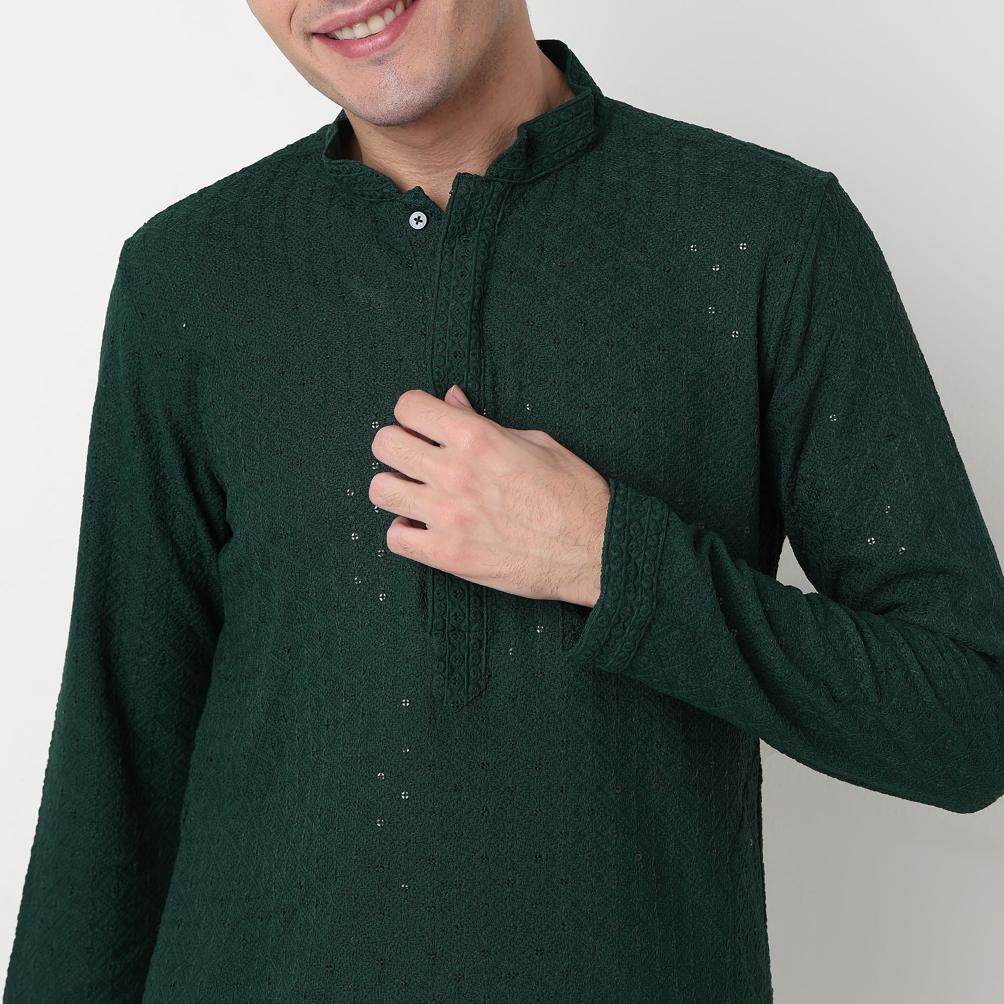 Embroidered Schiffli Long Kurta - Image 9