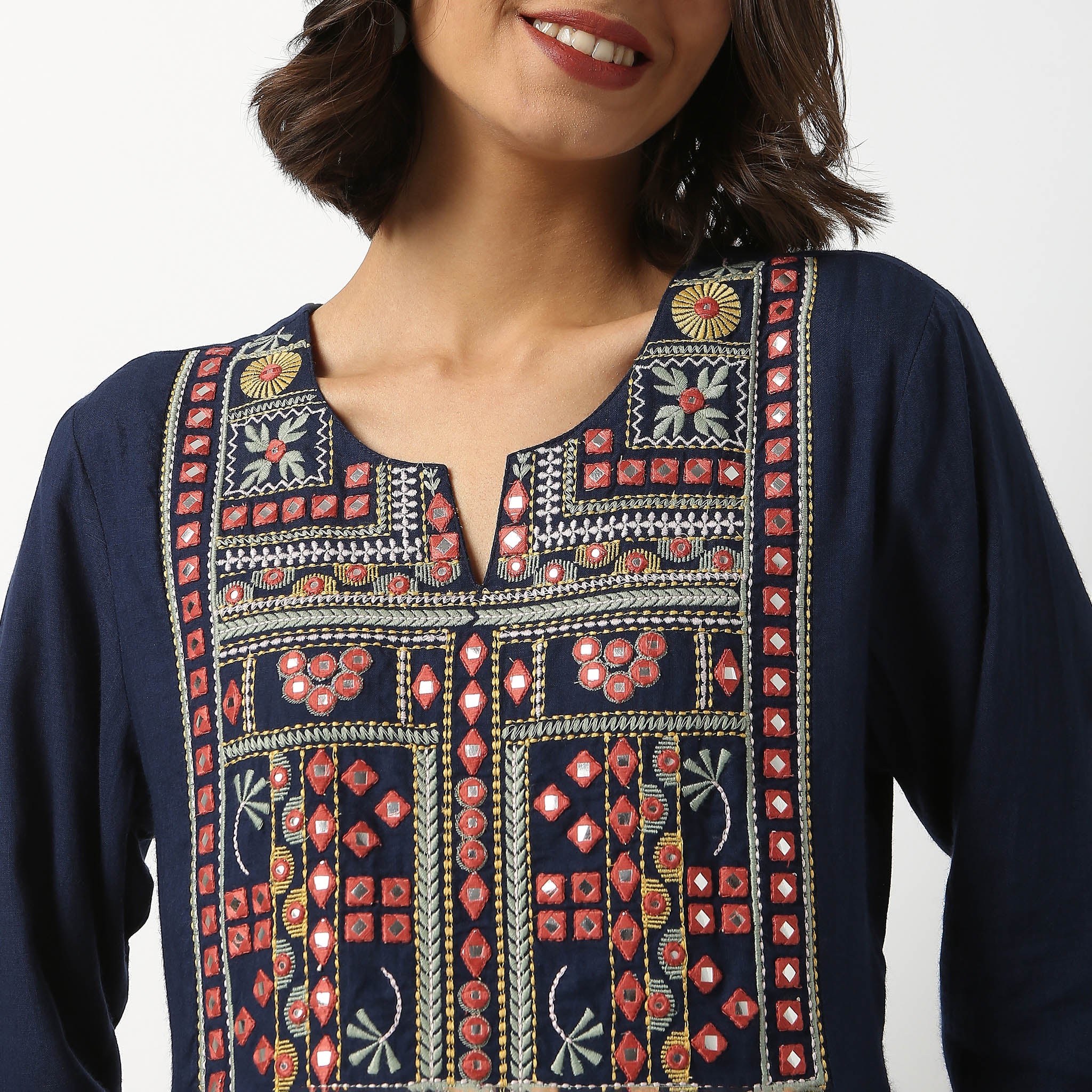 Embroidered A Line Short Kurta - Image 4
