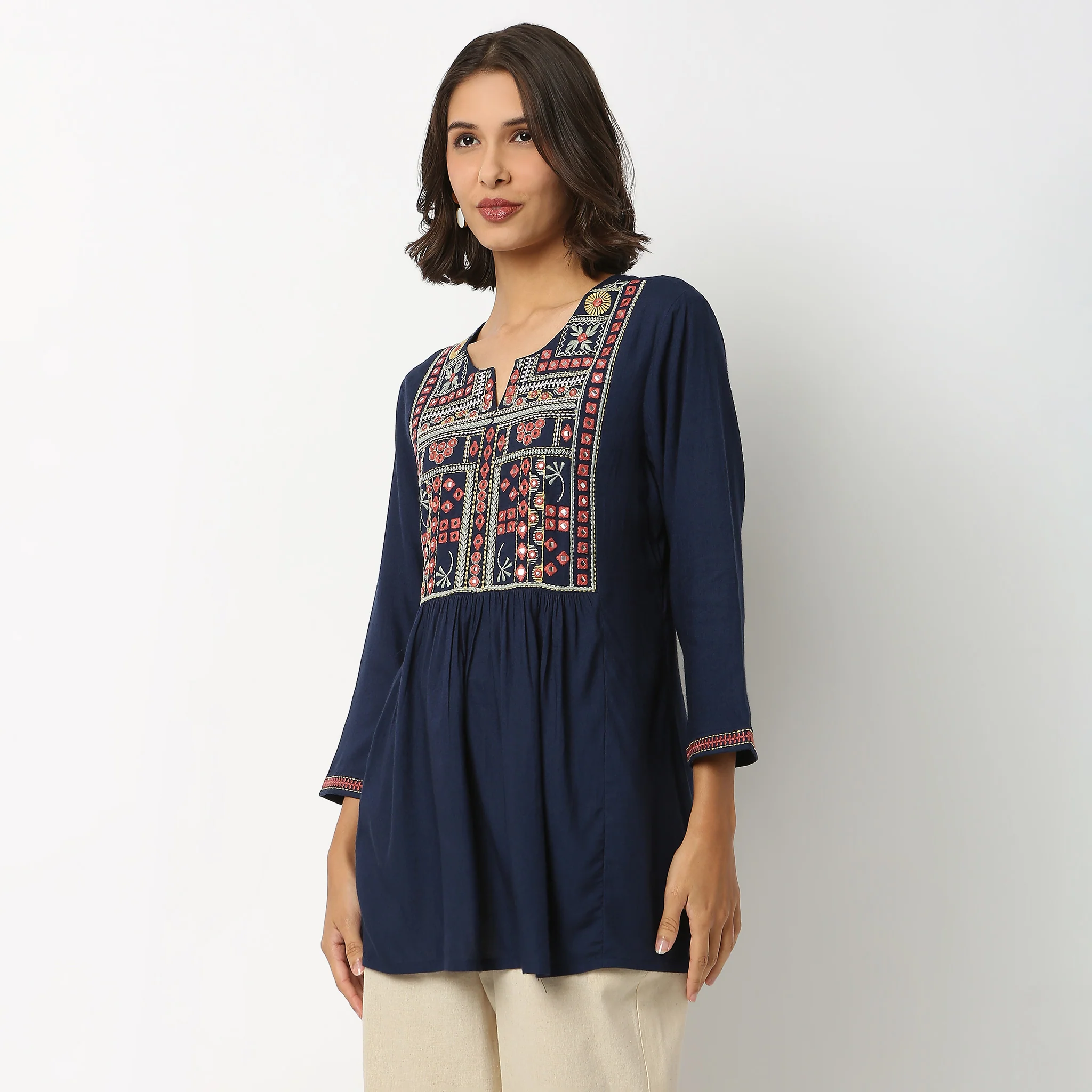 Embroidered A Line Short Kurta - Image 5