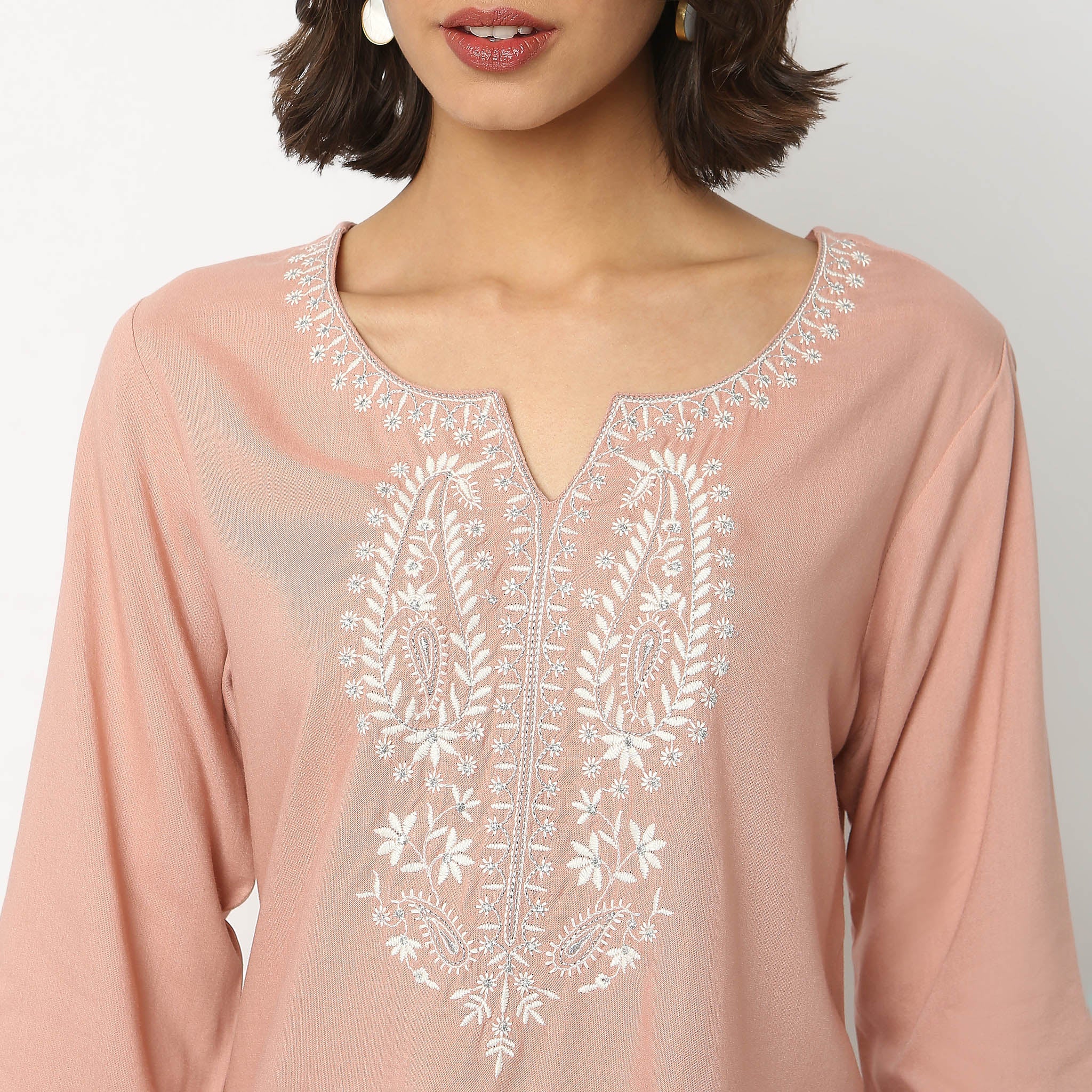 Embroidered A Line Short Kurta - Image 4