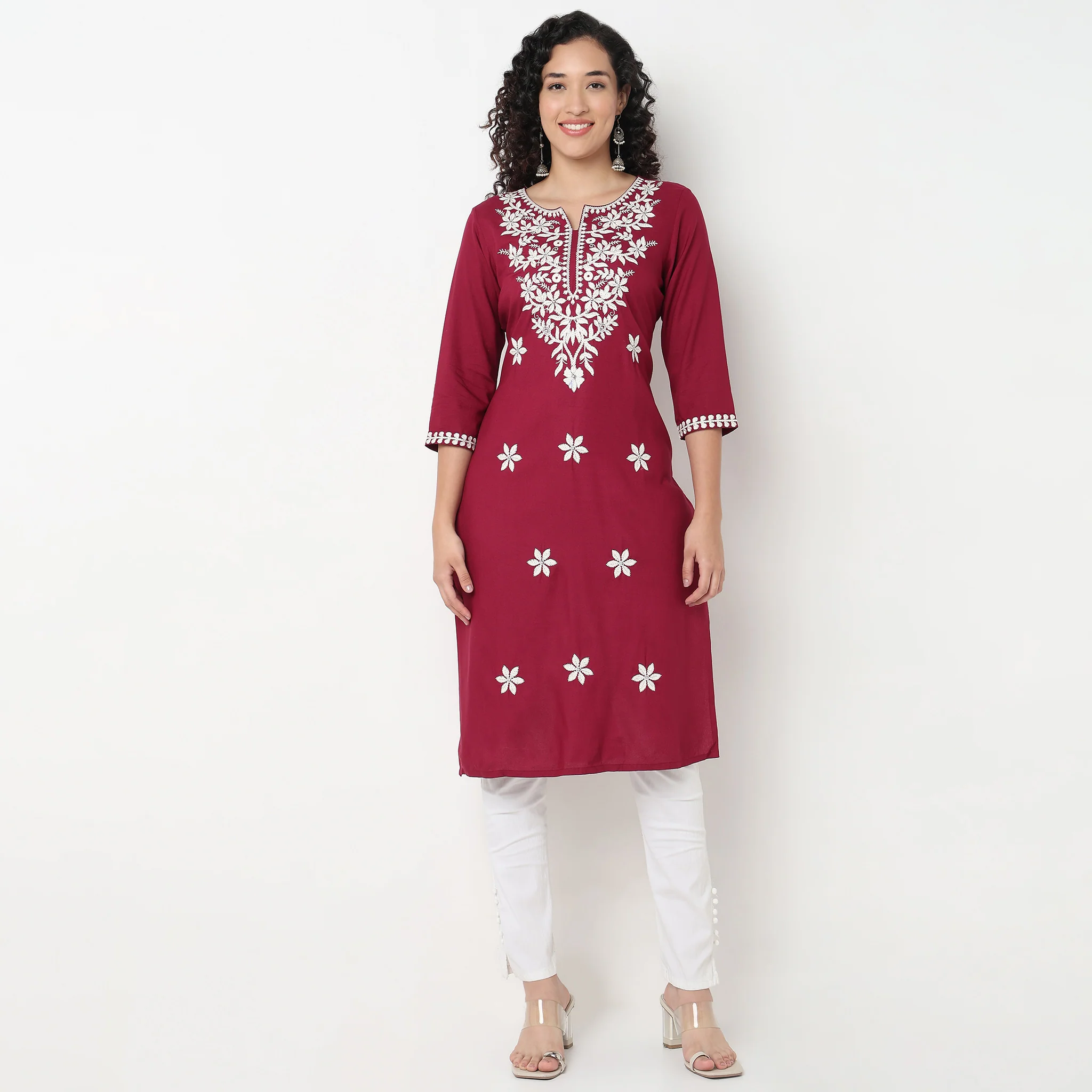 Embroidered Straight Kurta - Image 2