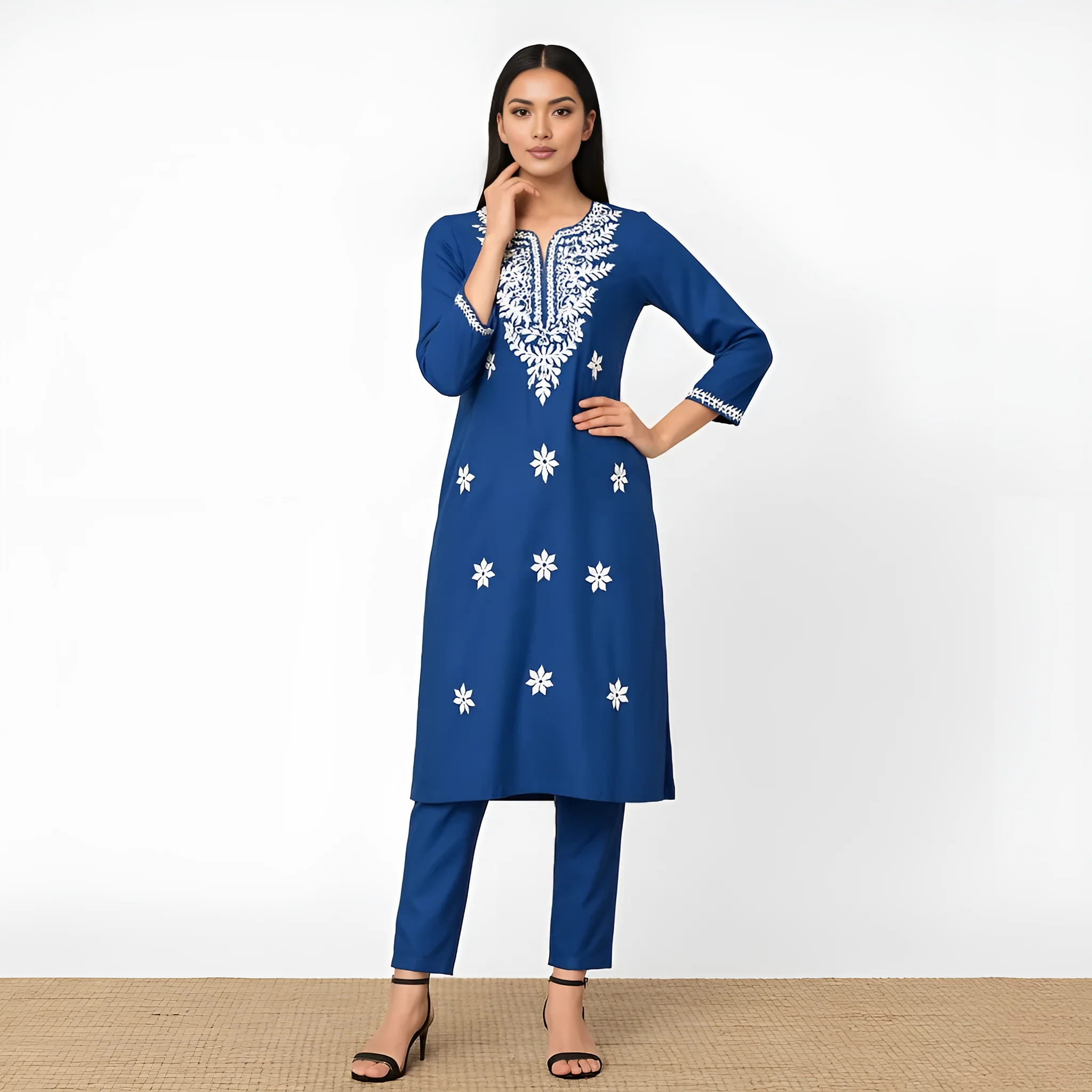 Embroidered Straight Kurta - Image 7