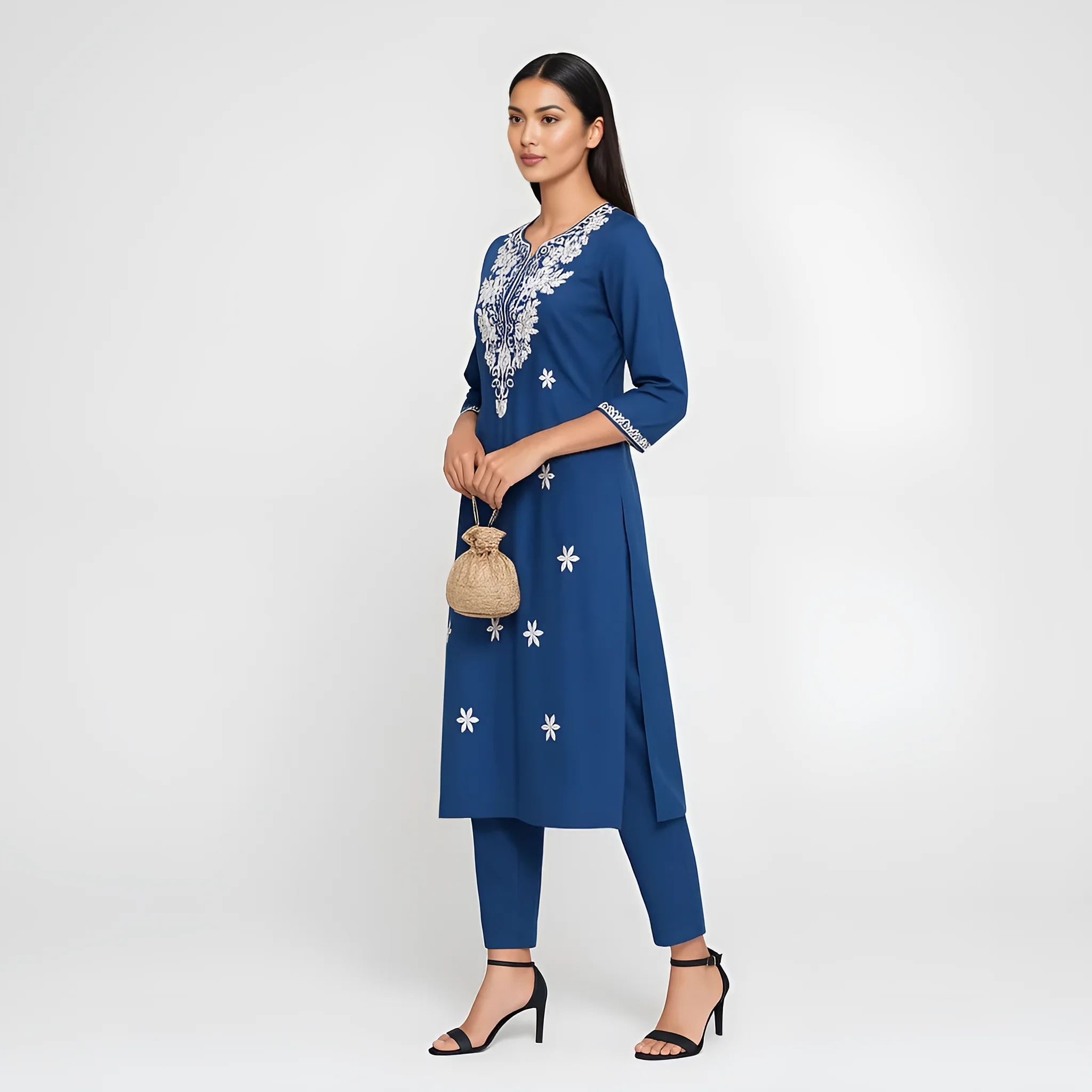 Embroidered Straight Kurta - Image 9