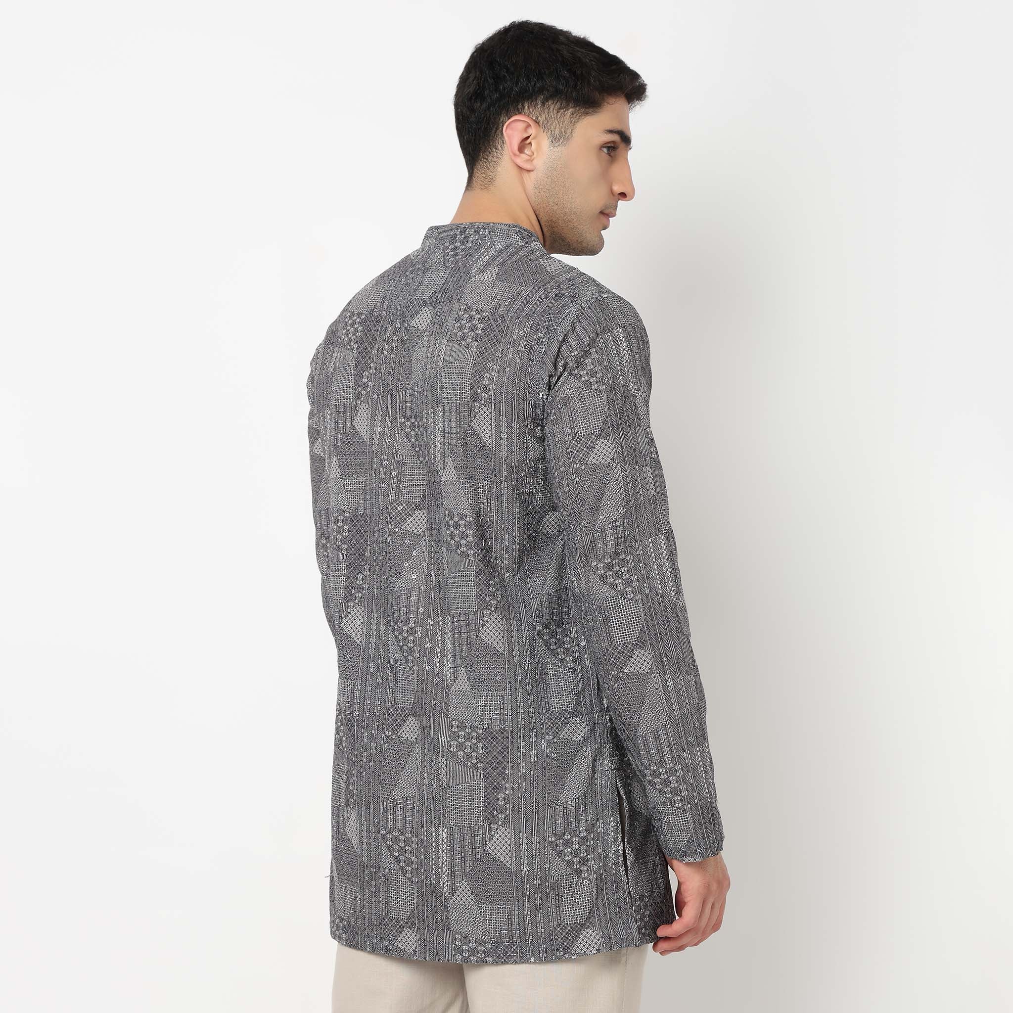 Embroidered Schiffli Short Kurta - Image 3