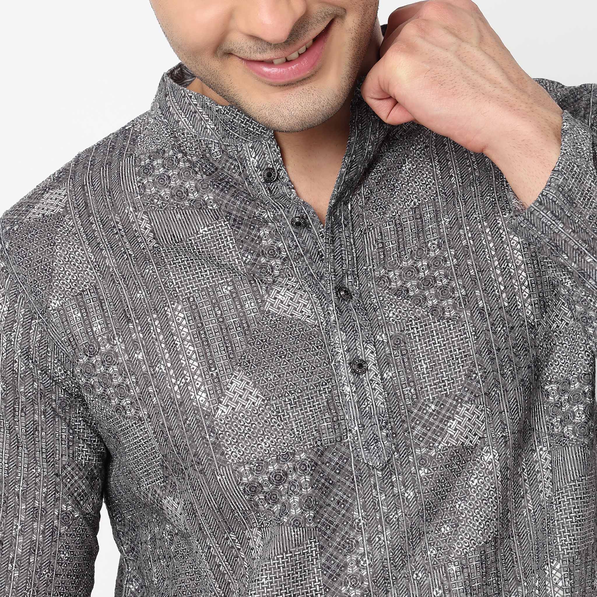 Embroidered Schiffli Short Kurta - Image 4