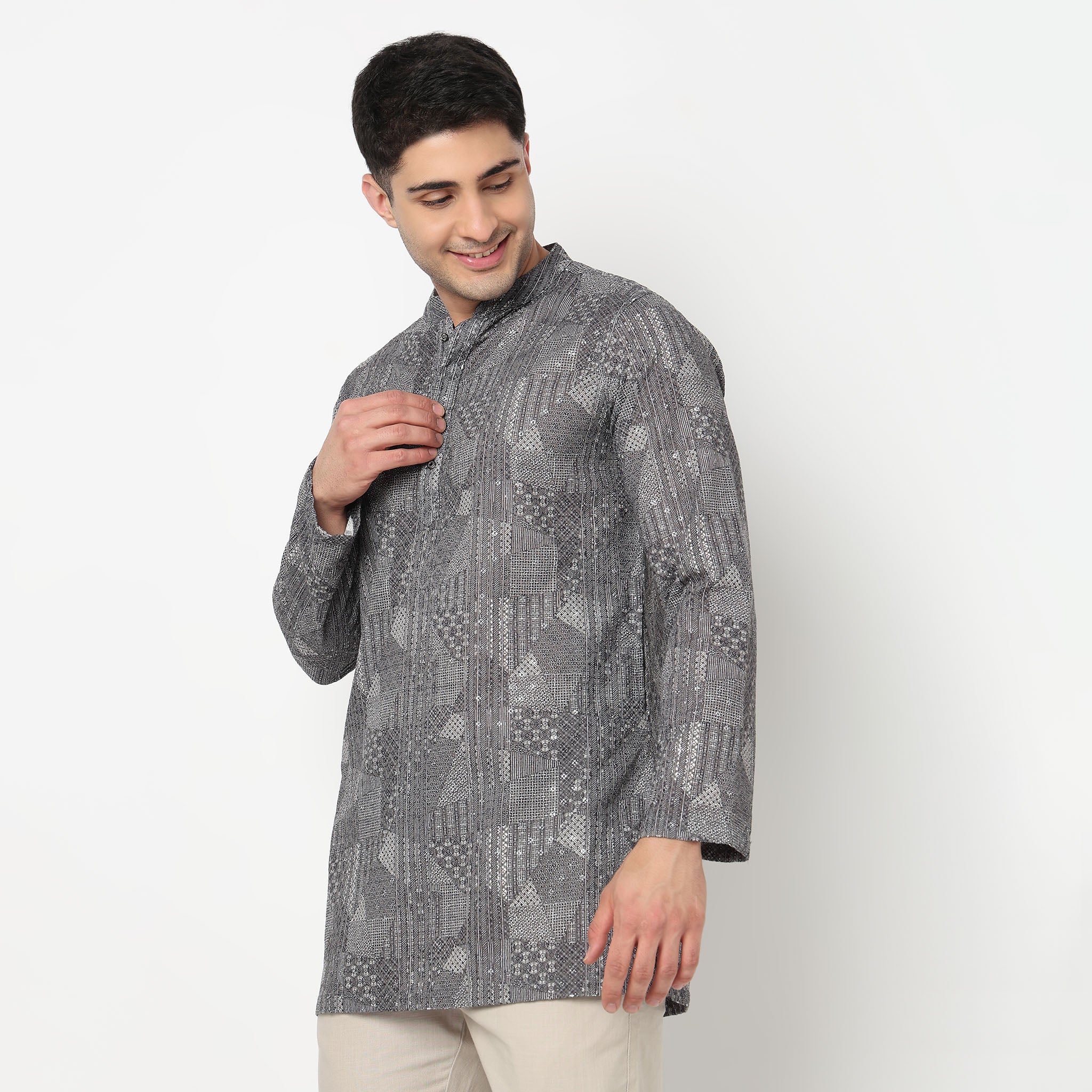 Embroidered Schiffli Short Kurta - Image 5