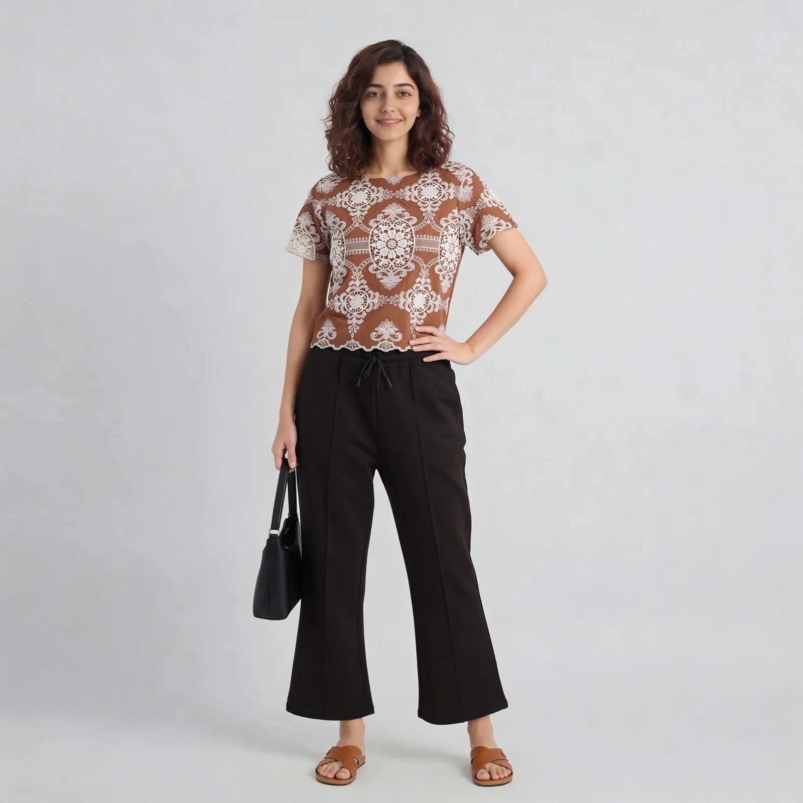 Embroidered Short Sleeve Top