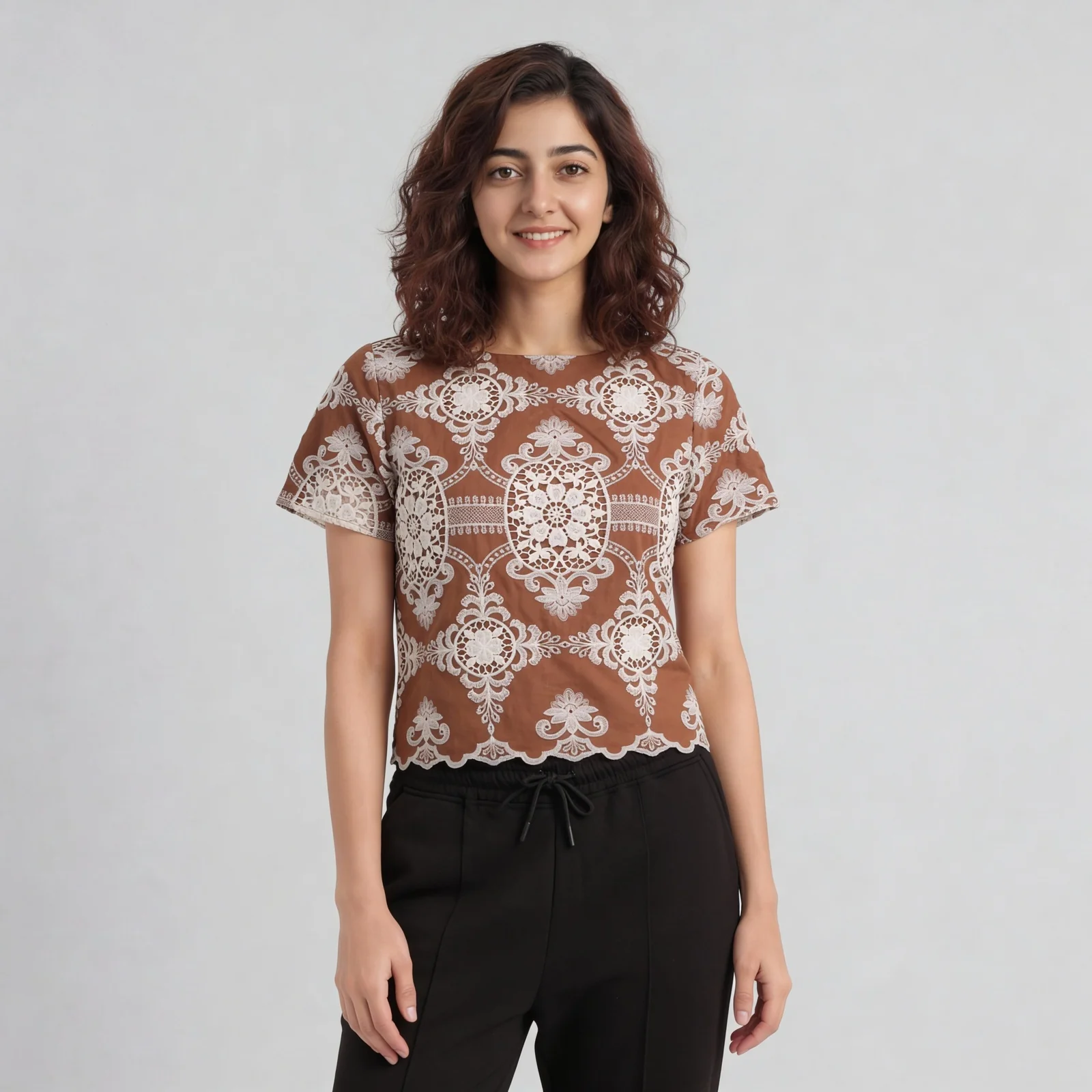 Embroidered Short Sleeve Top - Image 2