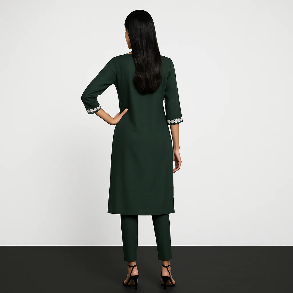 Embroidered Straight Kurta - Image 3