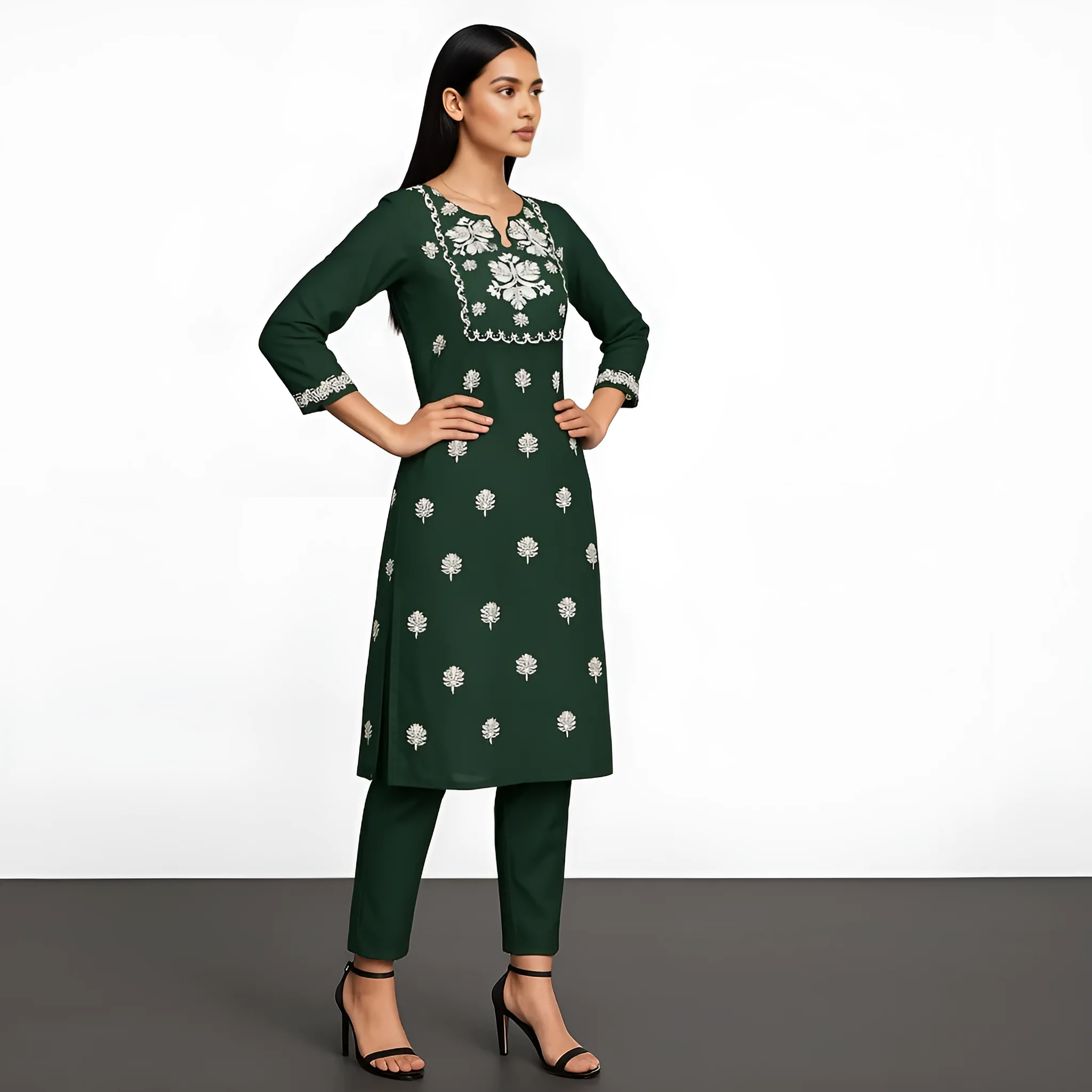 Embroidered Straight Kurta - Image 4