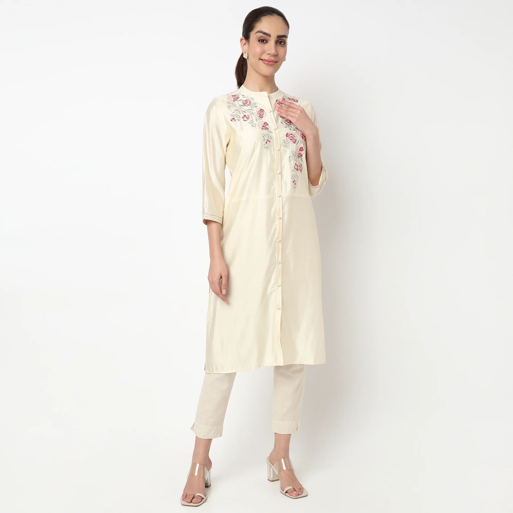 Embroidered Straight Kurta - Image 2