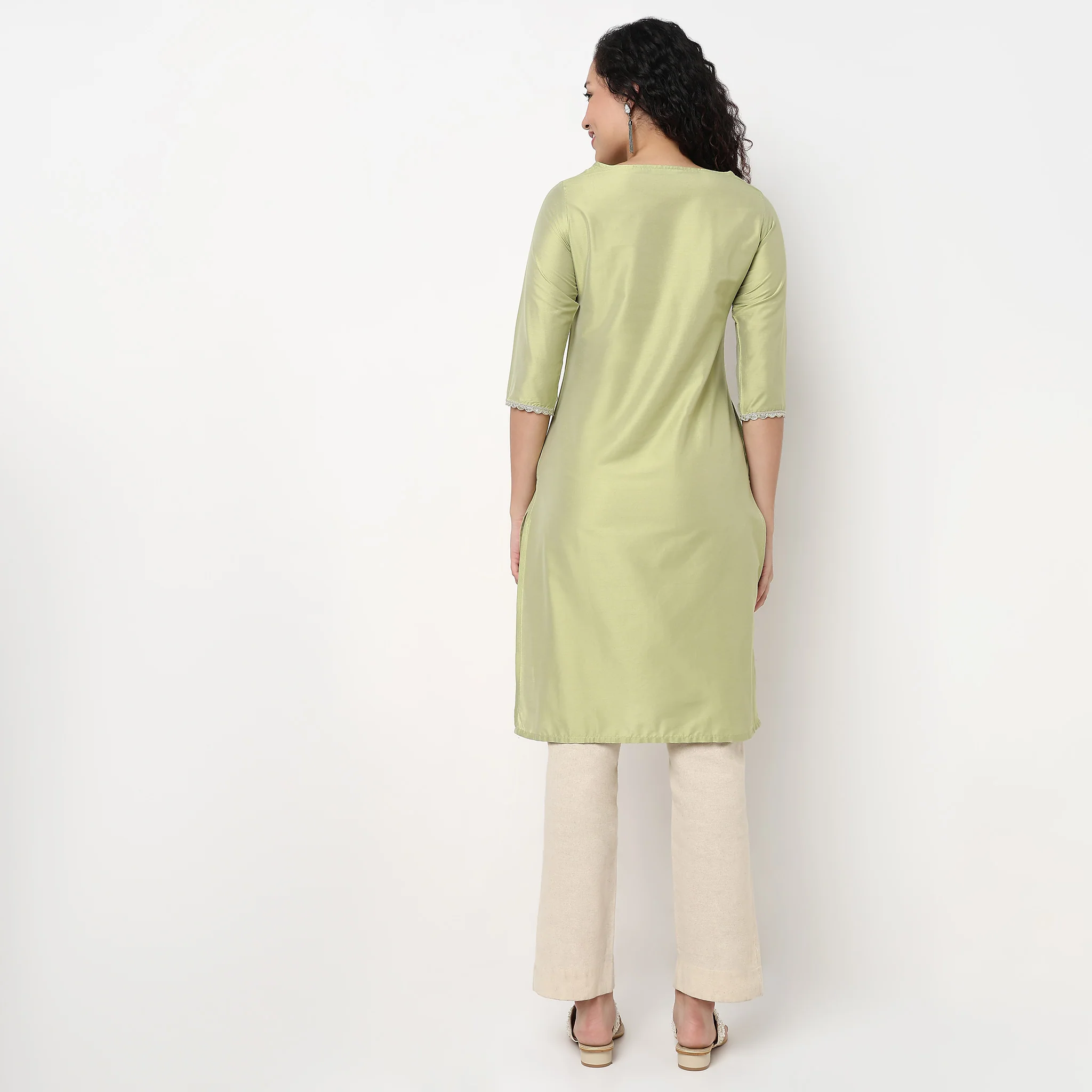 Embroidered Straight Kurta - Image 3