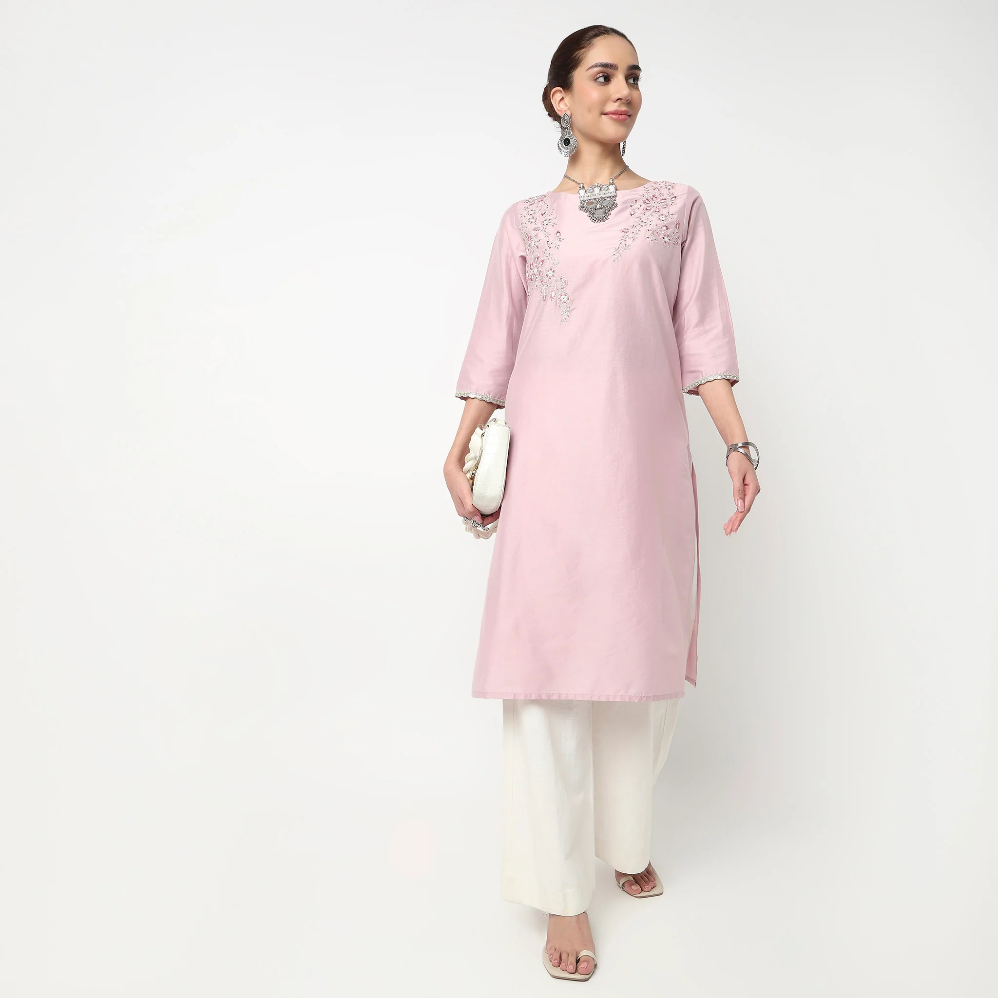 Embroidered Straight Kurta - Image 6