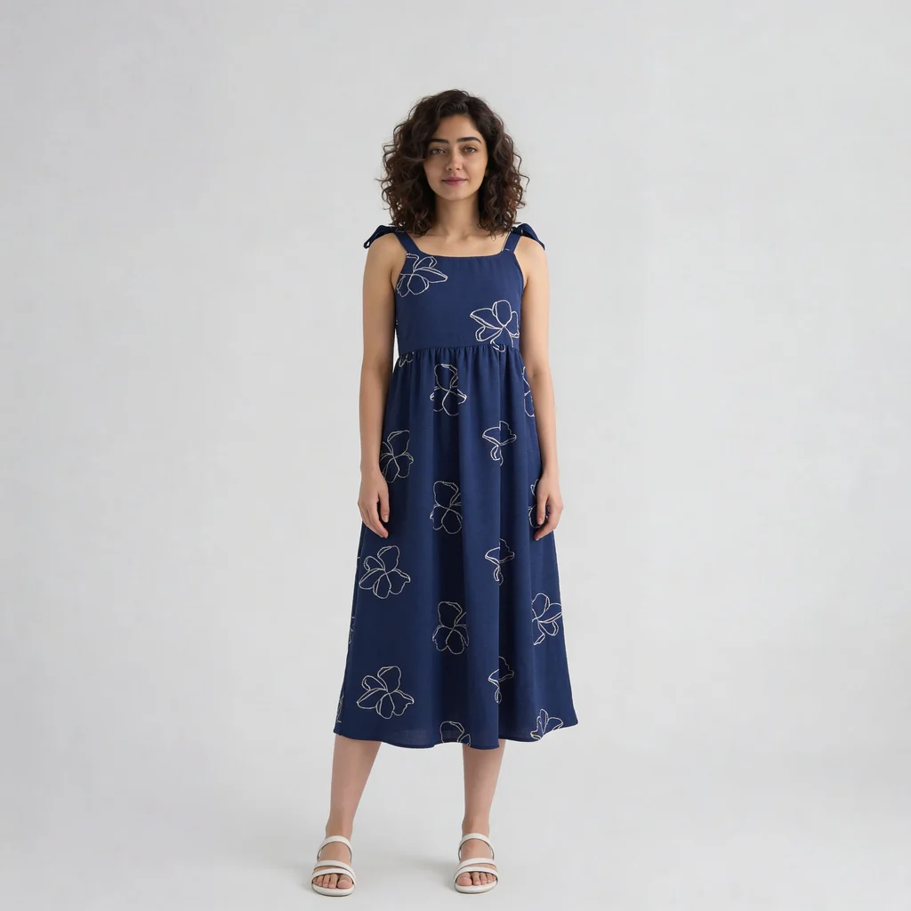 Embroidered Strappy Flared Dress - Image 2