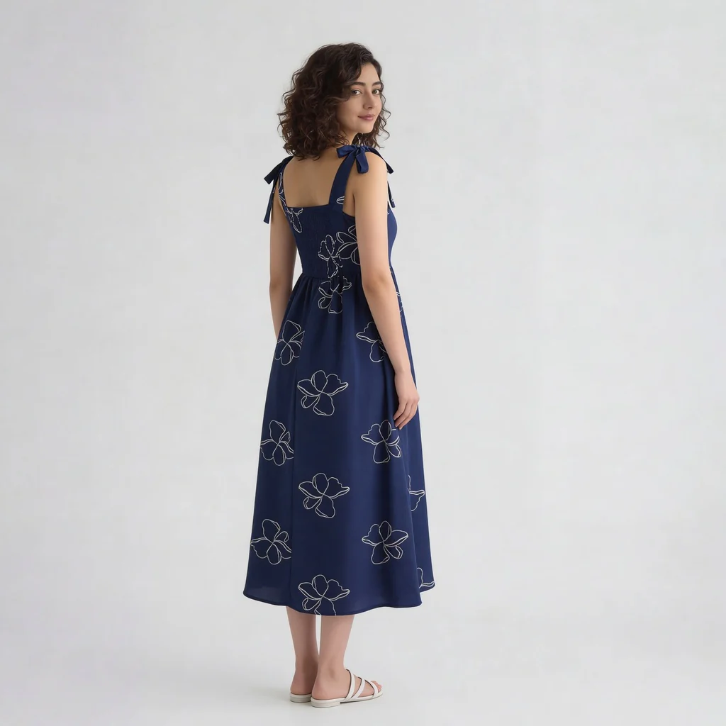 Embroidered Strappy Flared Dress - Image 3