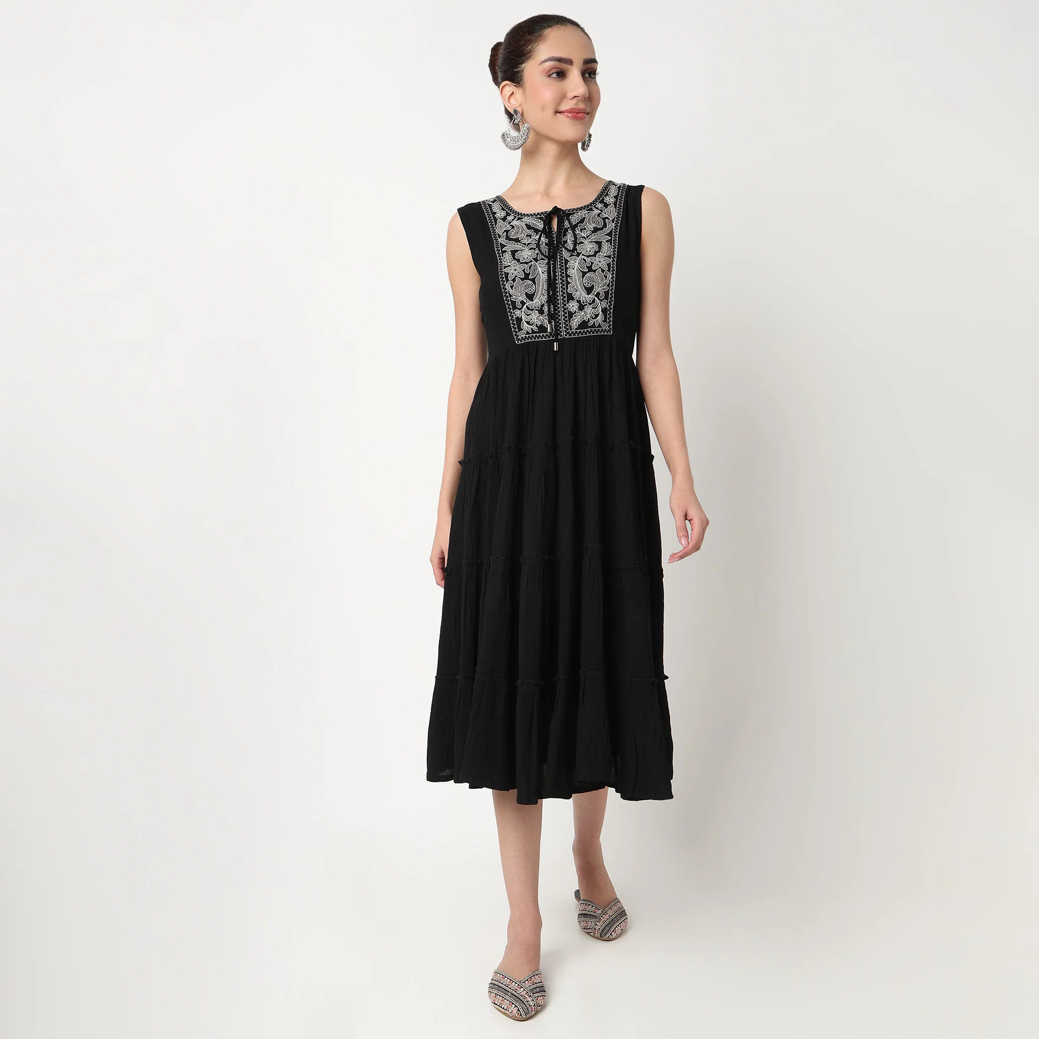 Embroidered Tiered Dress - Image 2