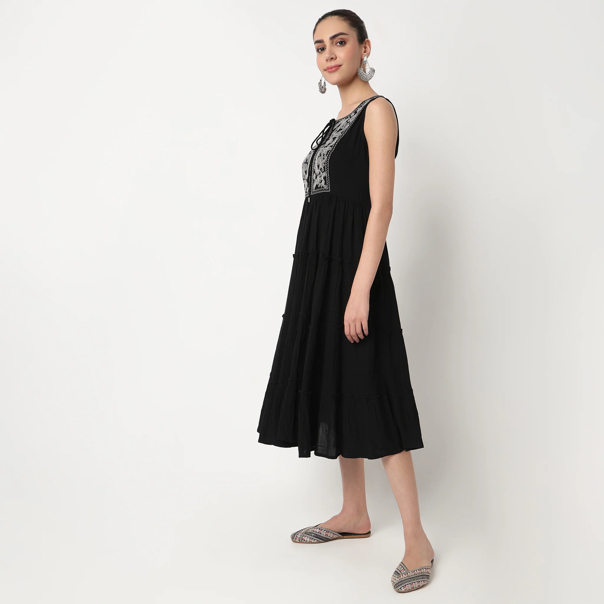 Embroidered Tiered Dress - Image 5