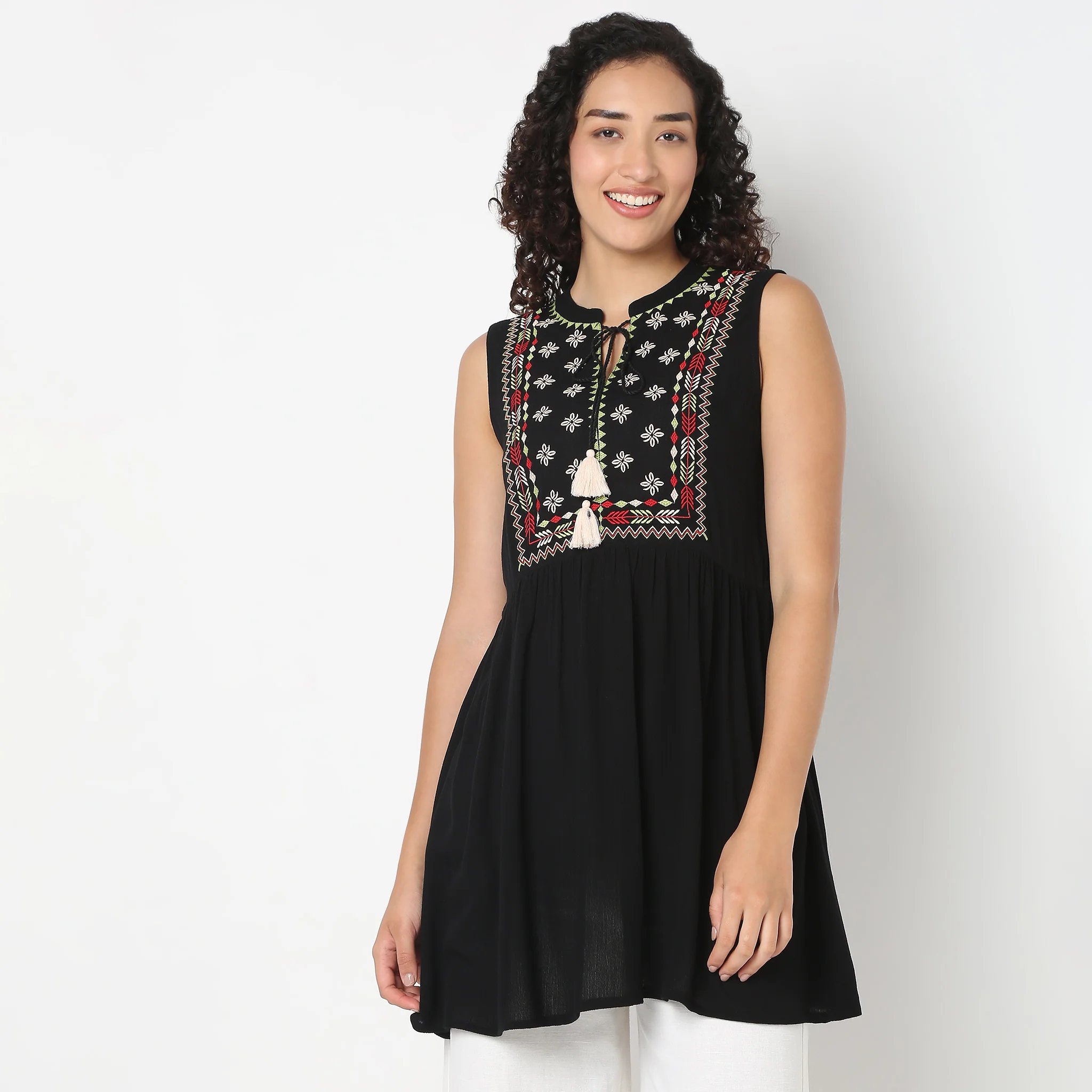 Yoke Embroidered Tunic - Image 2