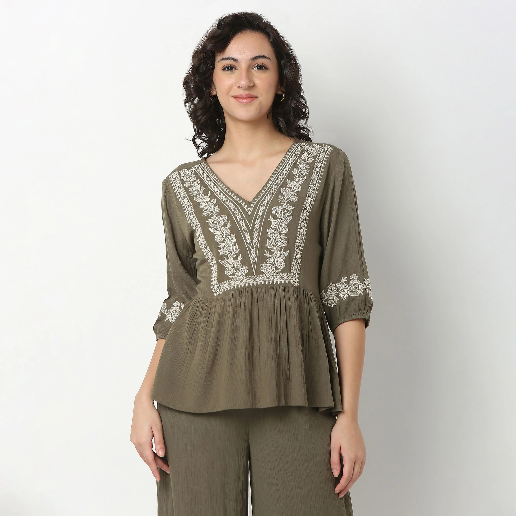 Flared V-Neck Top - Image 2