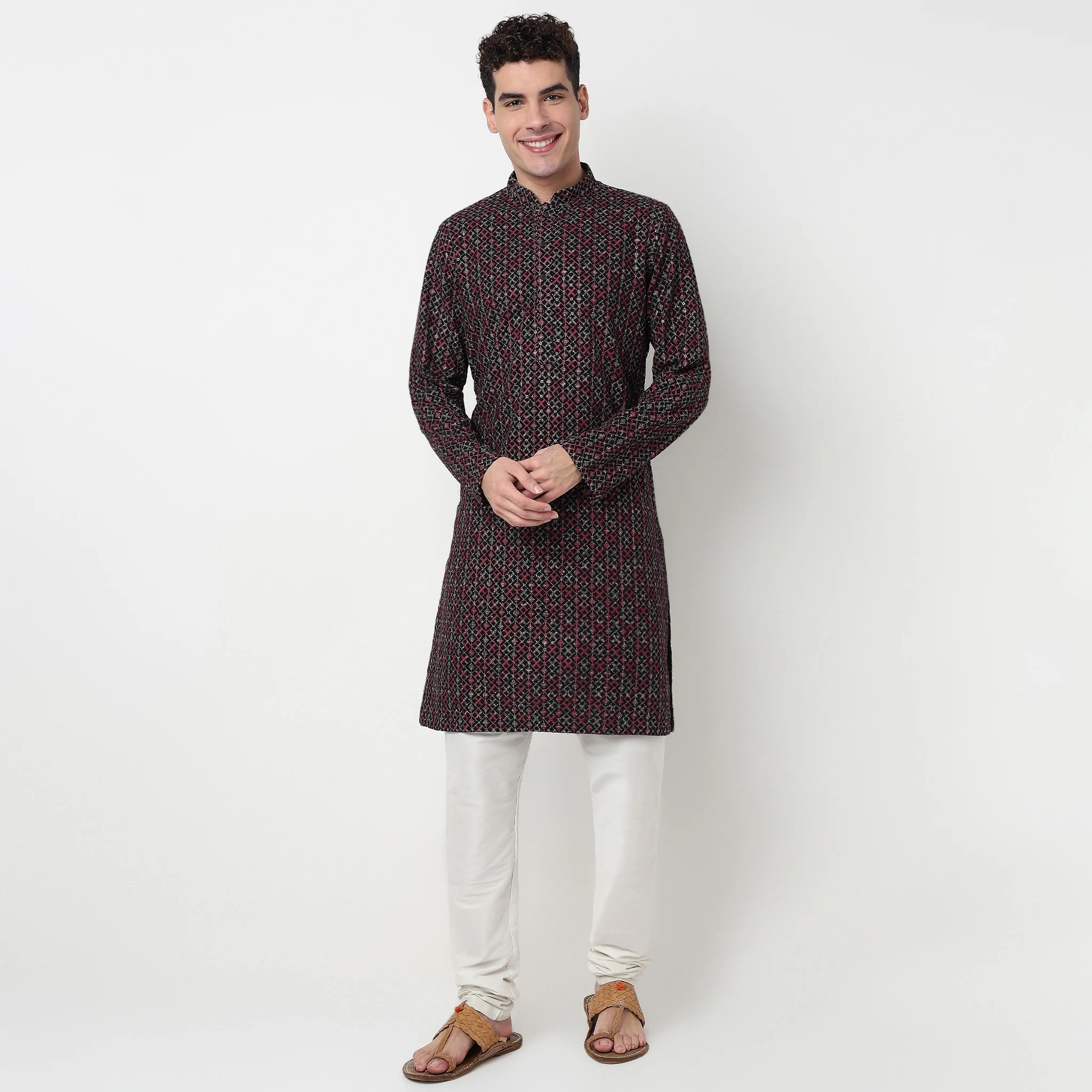 Embroidered Digi Schiffli Long Kurta - Image 2