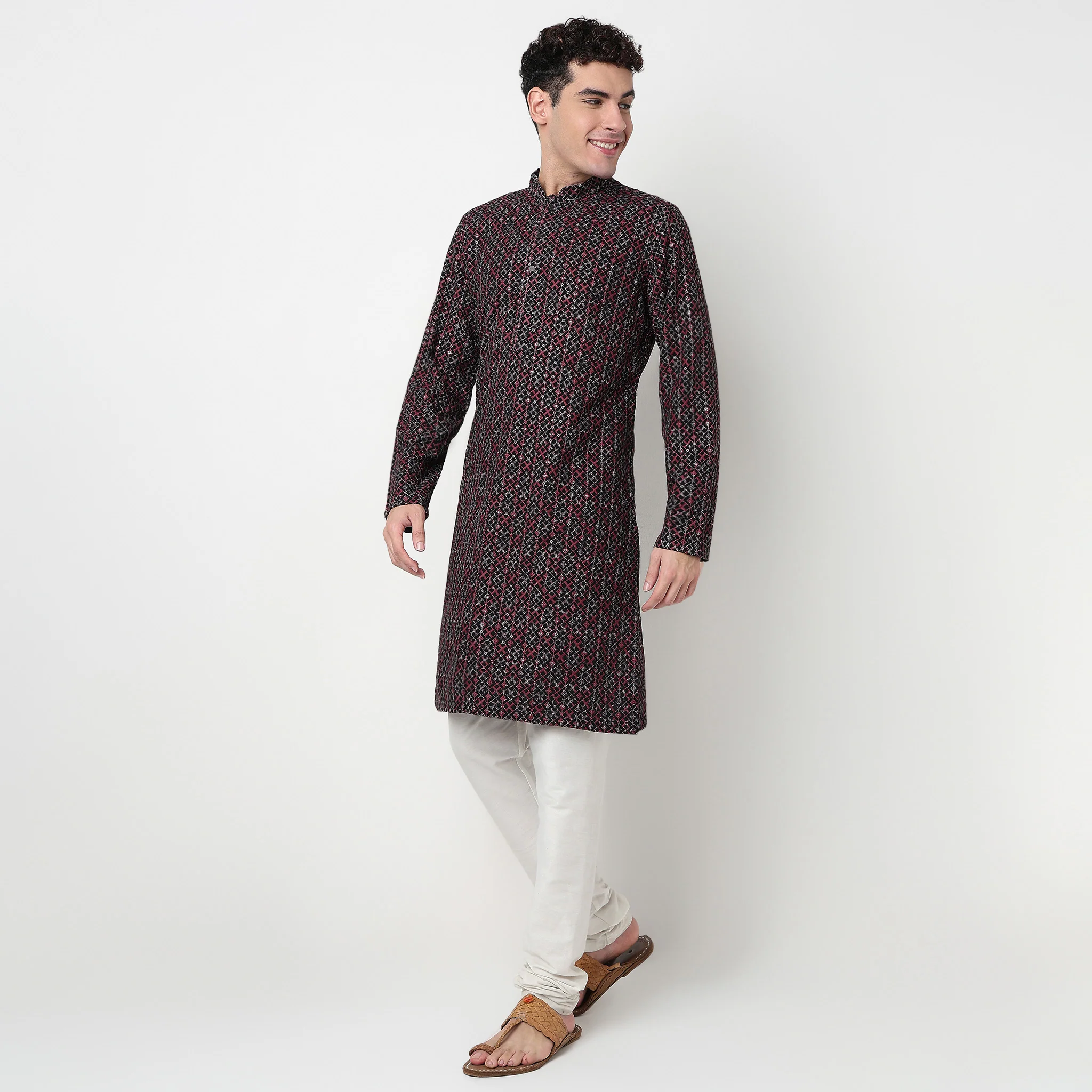 Embroidered Digi Schiffli Long Kurta - Image 5