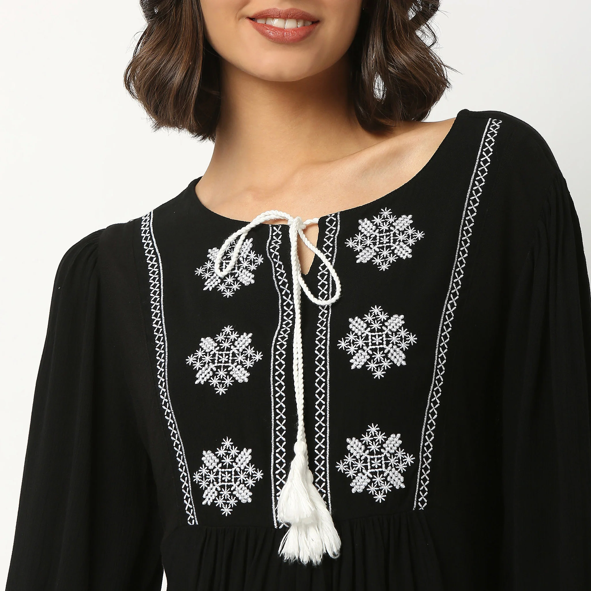 Embroidered V-Neck Top - Image 4