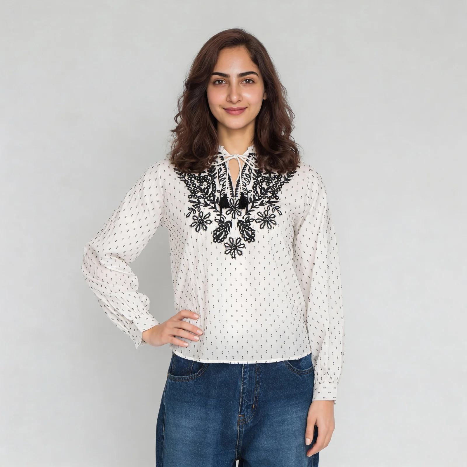 Embroidered Woven Top - Image 2