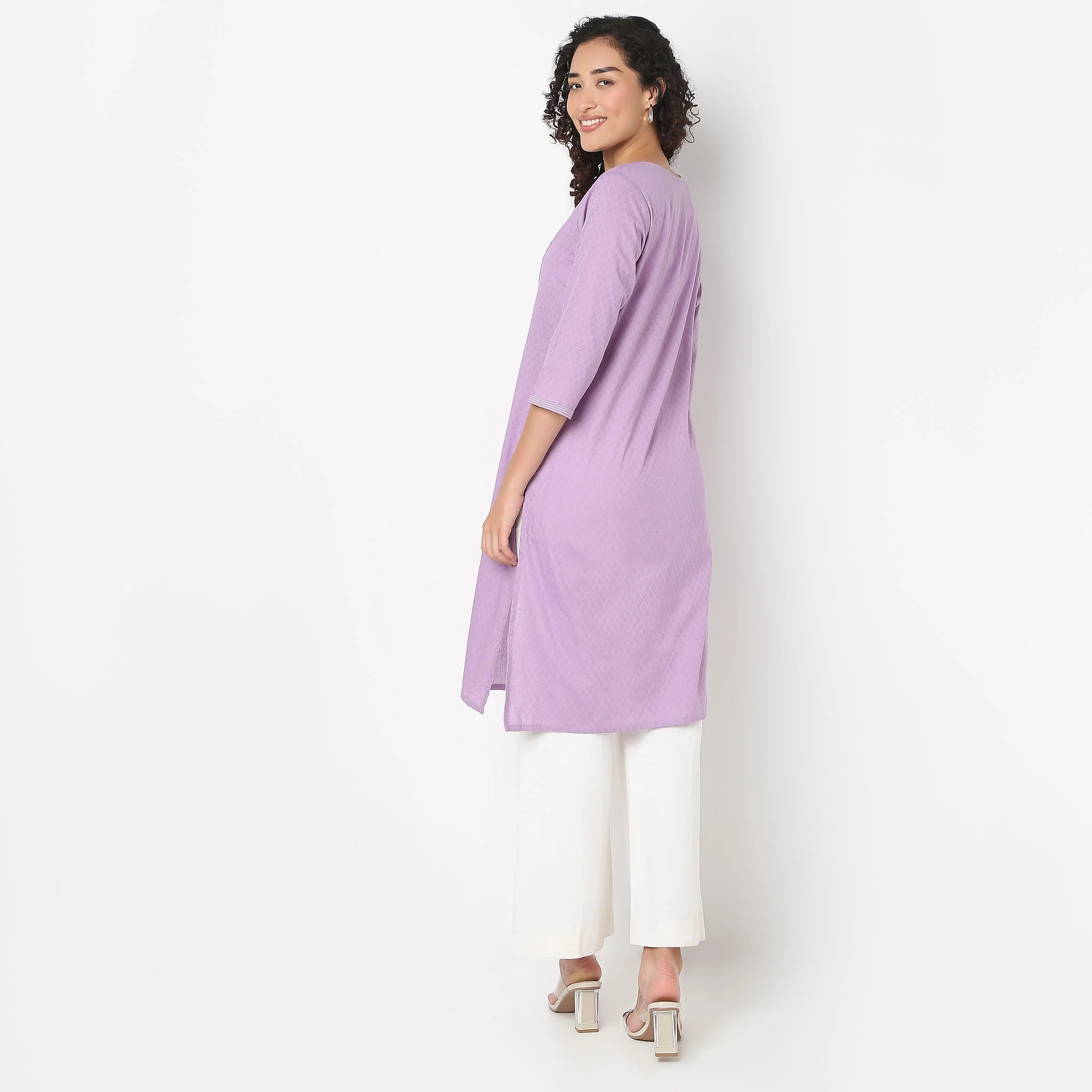 Embroidered Yoke Kurta-Dobby - Image 3