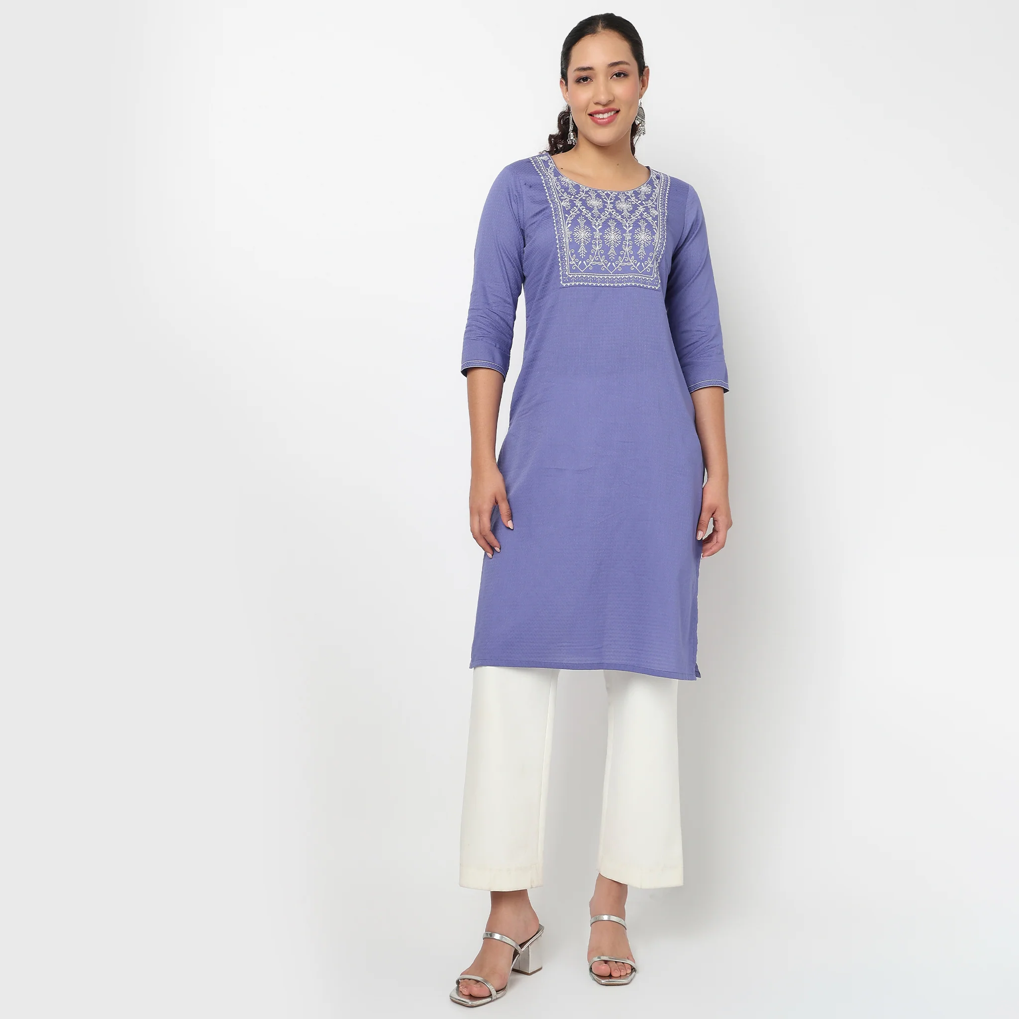 Embroidered Yoke Kurta - Image 2