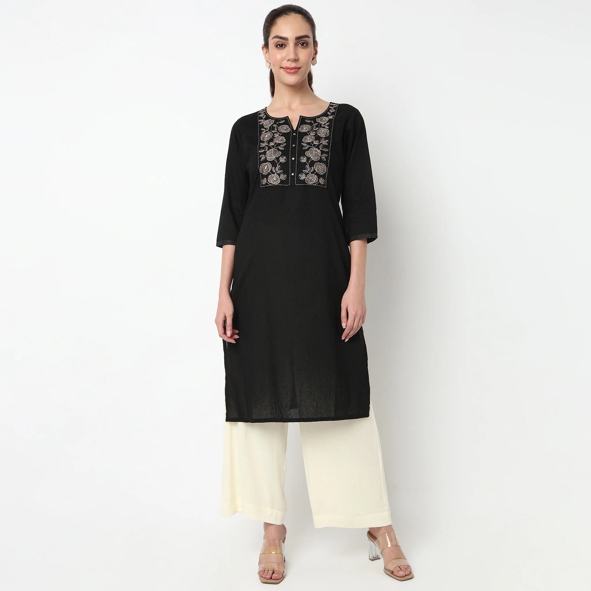 Embroidered Yoke Kurta - Image 2