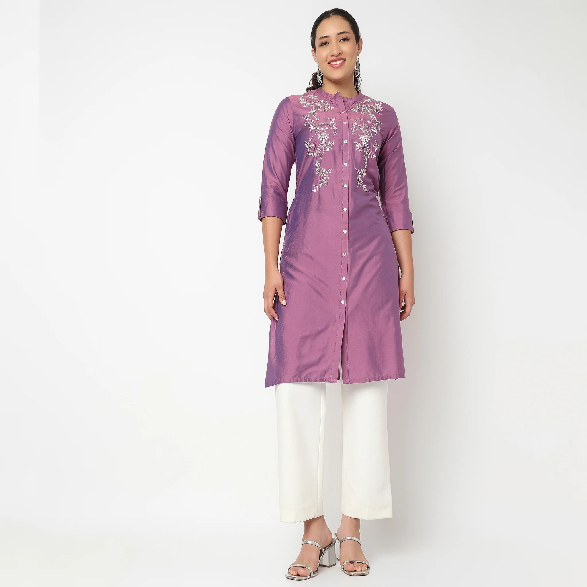 Embroidered Yoke Kurta - Image 2