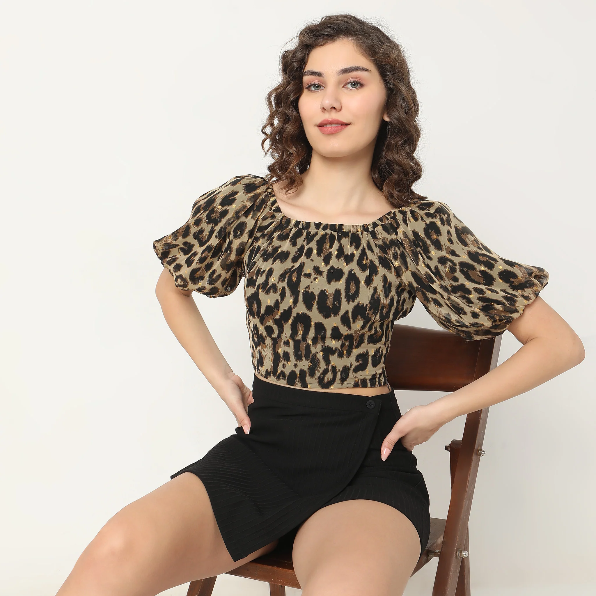 Fitted Animal Print Top - Image 5