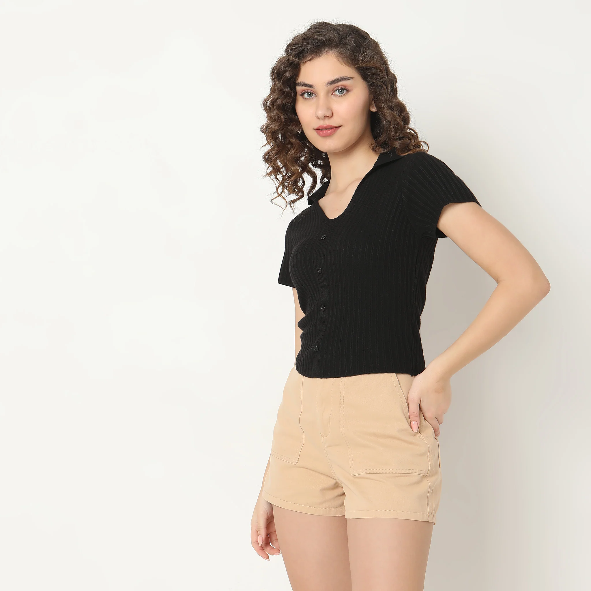 Fitted Solid Sweater - Image 2