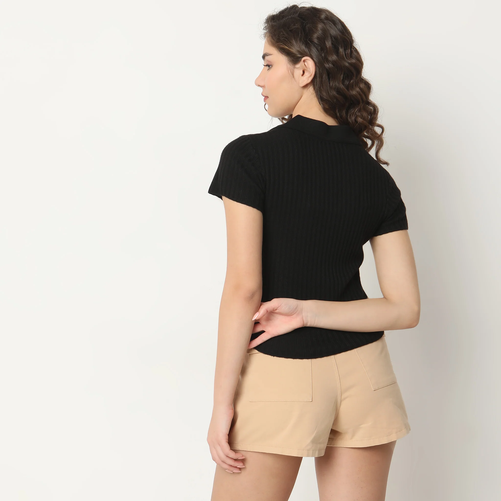 Fitted Solid Sweater - Image 3