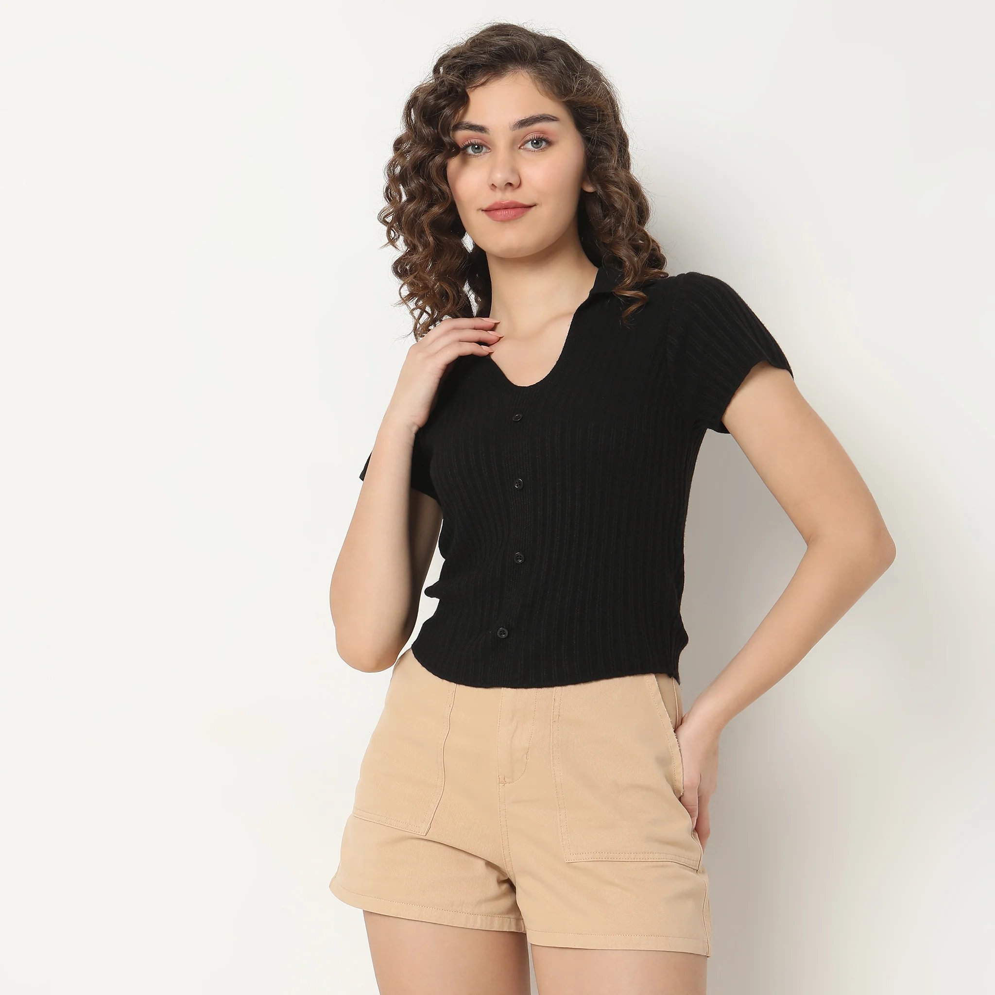Fitted Solid Sweater - Image 5