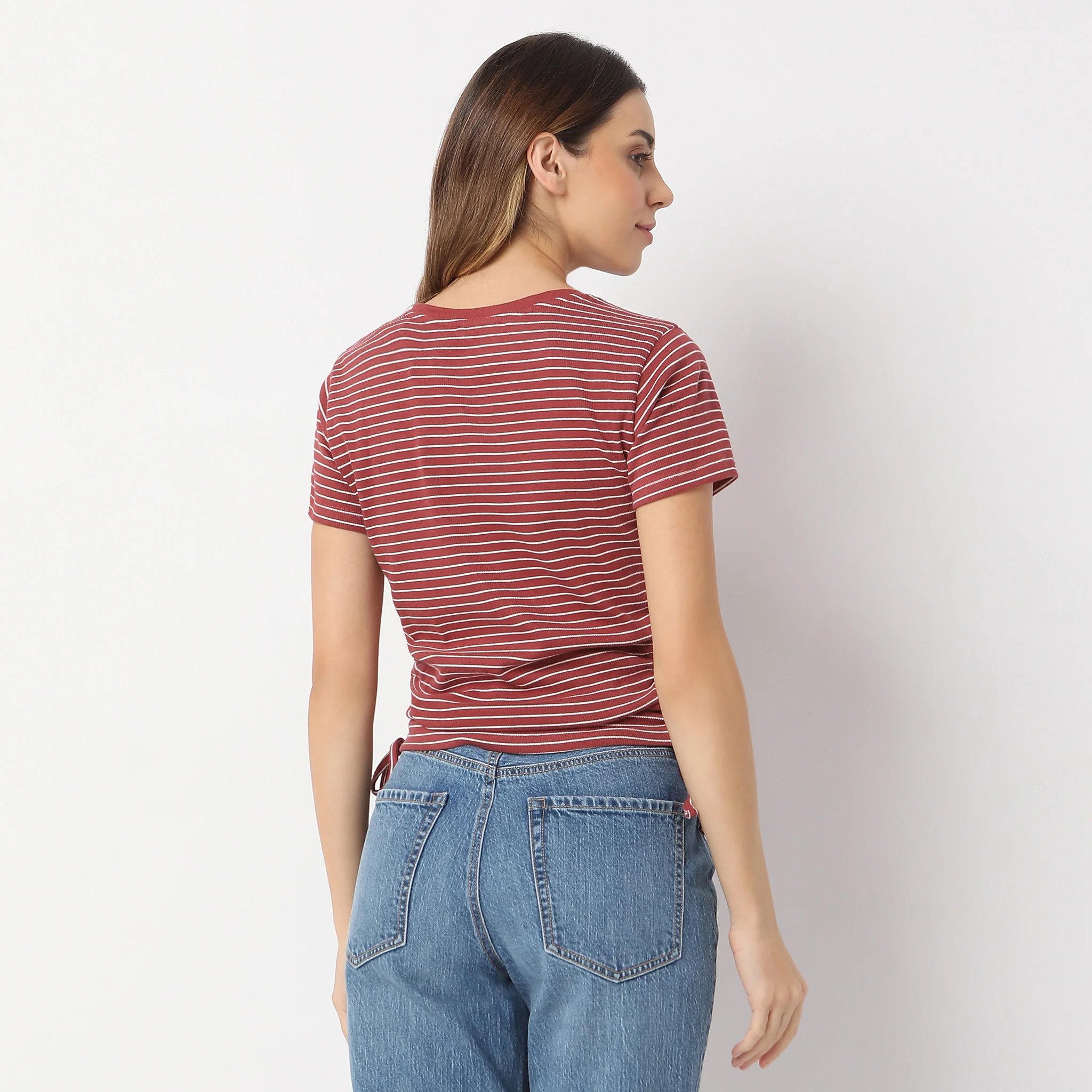 Fitted Striped Betty With Side Ruching T-Shirt - Image 3